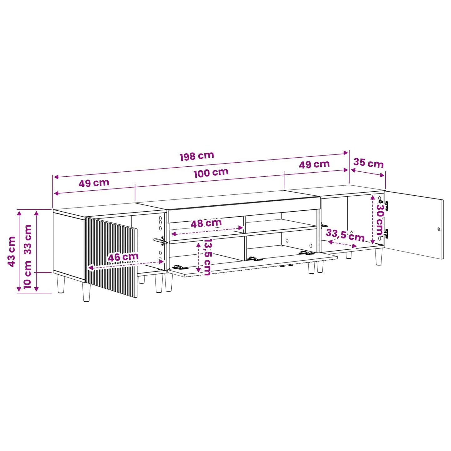 5-teiliges LED TV Schrank Betongrau Holzwerkstoff