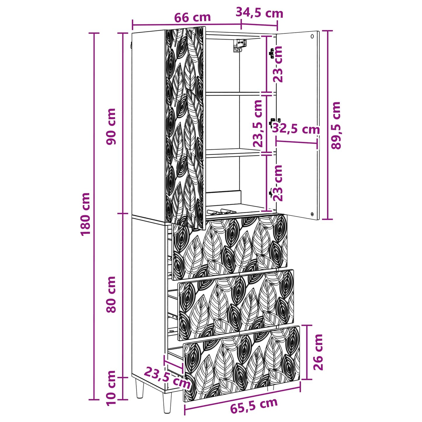 Schrankset 2 stk. 66 x 34,5 x 90 cm Holzwerkstoff Schwarz