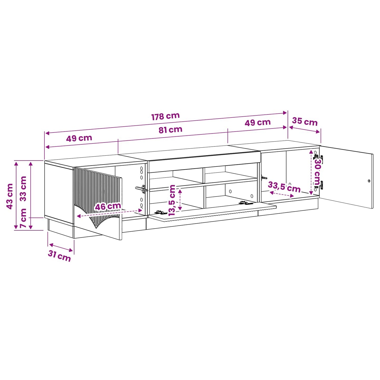 5-teiliges LED TV Schrank Schwarz Holzwerkstoff
