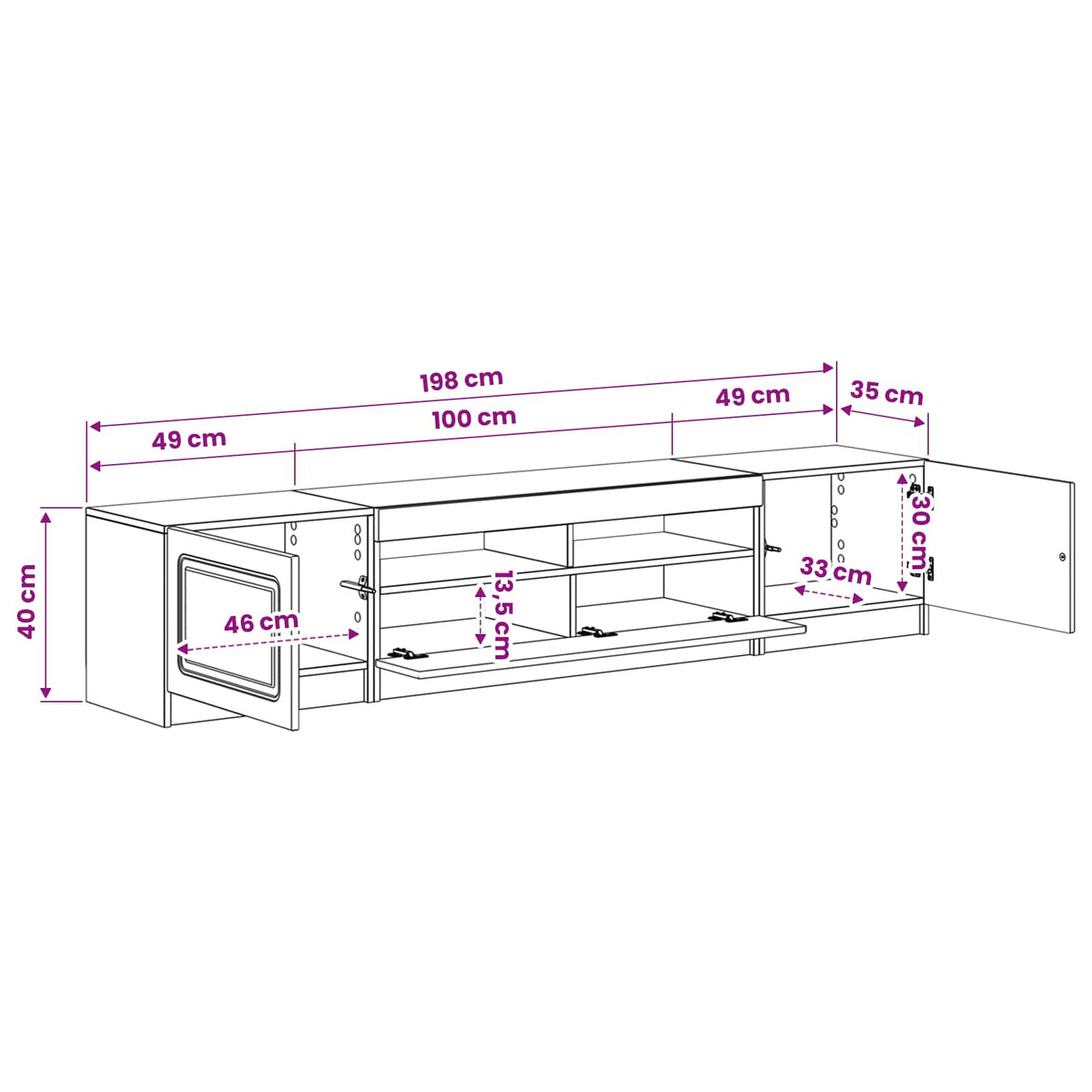 LED-TV-Schrank UTRECHT 3 stk. Artisan-Eiche Holzwerkstoff