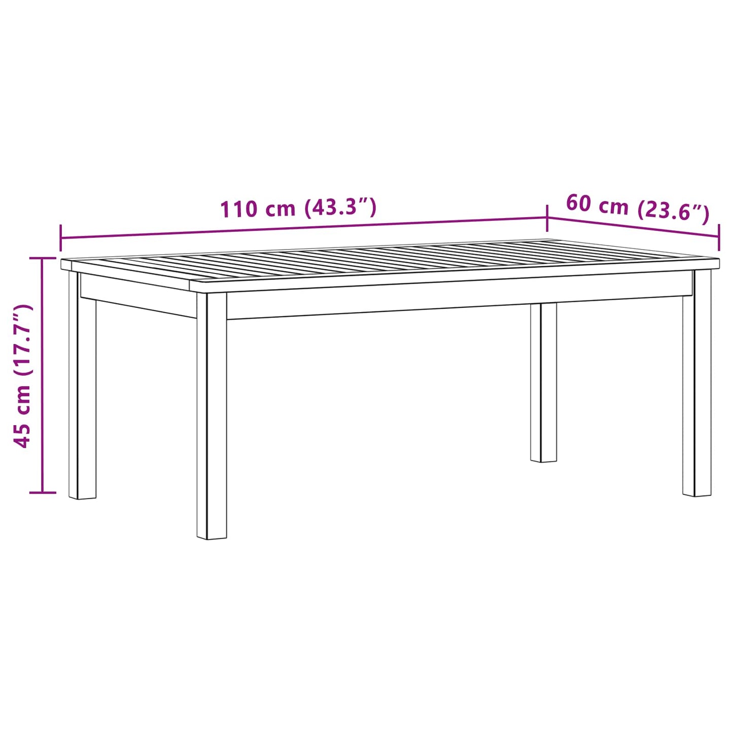 Couchtisch Helles Akazienholz 110 x 60 x 45 cm