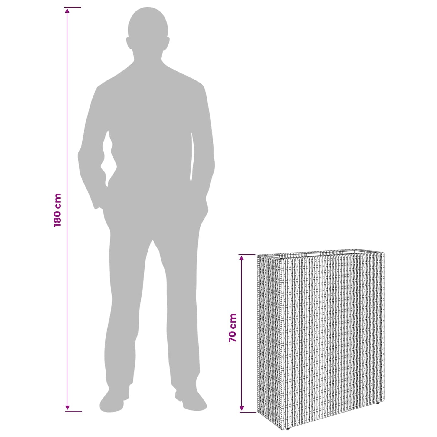 Hoher Pflanzer Schwarz 55 x 22 x 70 cm Poly-Rattan