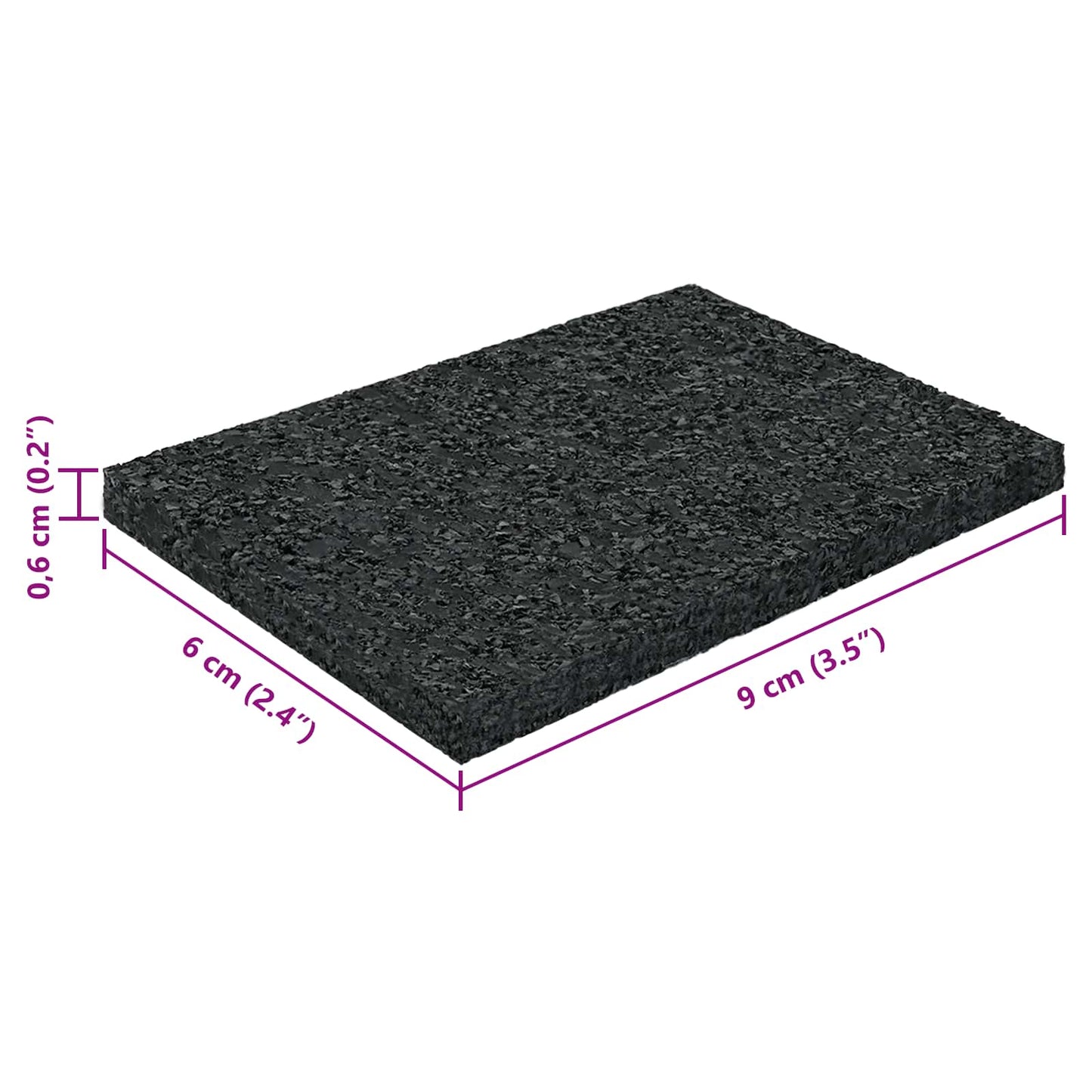 Gummigranulat-Patiopad Schwarz 6 x 9 x 0,6 cm Gummi