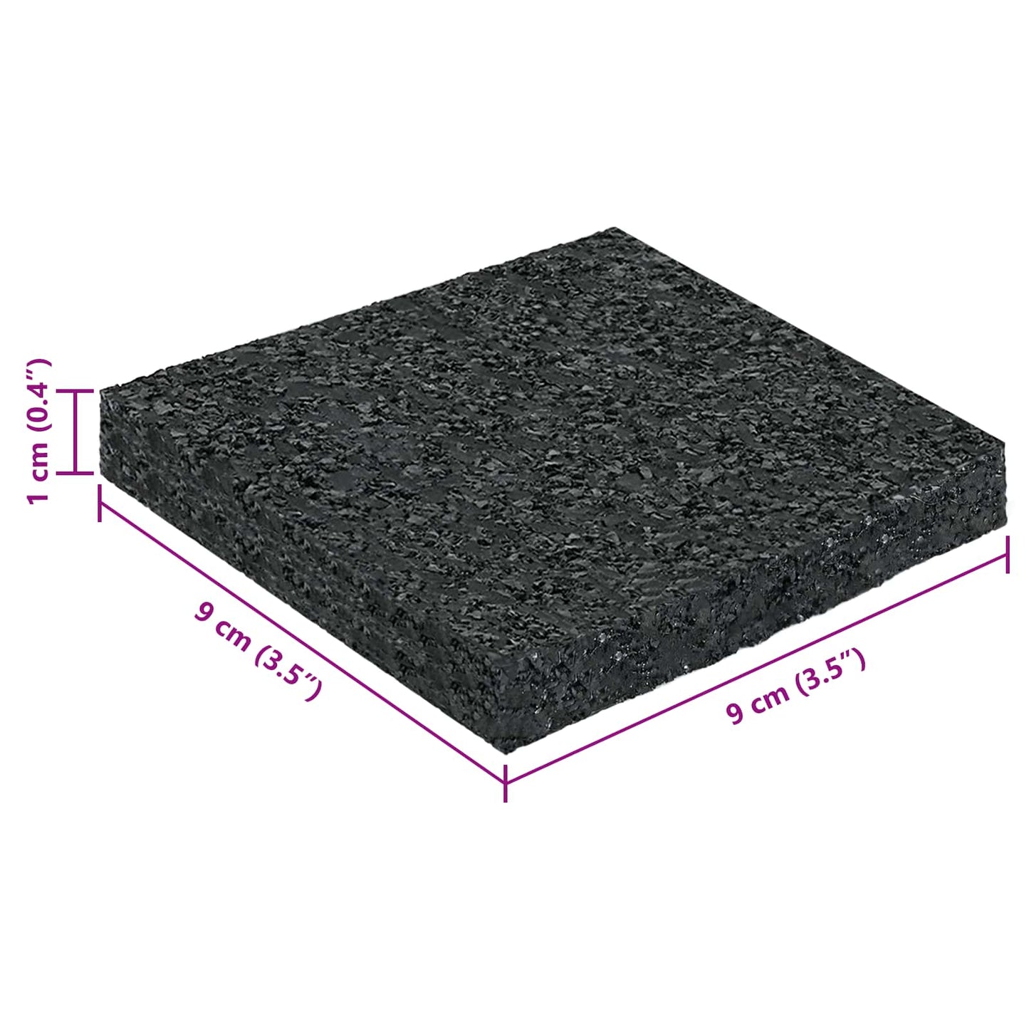 Gummigranulat-Patiopad Schwarz 9 x 9 x 1 cm Gummi