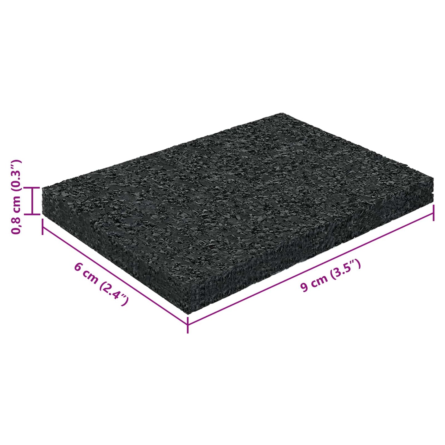 Gummigranulat-Patiopad Schwarz 6 x 9 x 0,8 cm Gummi