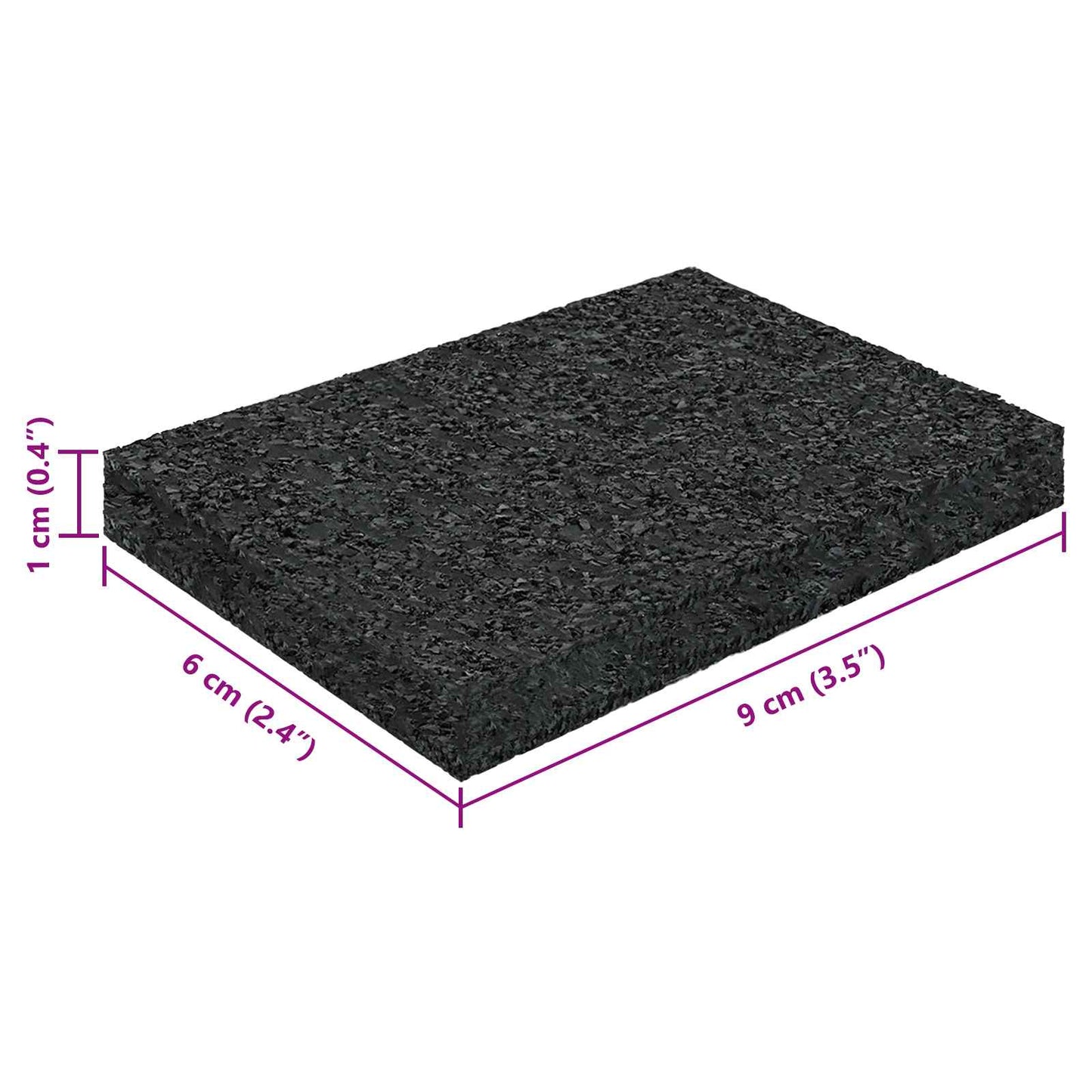 Gummigranulat-Patiopad Schwarz 6 x 9 x 1 cm Gummi