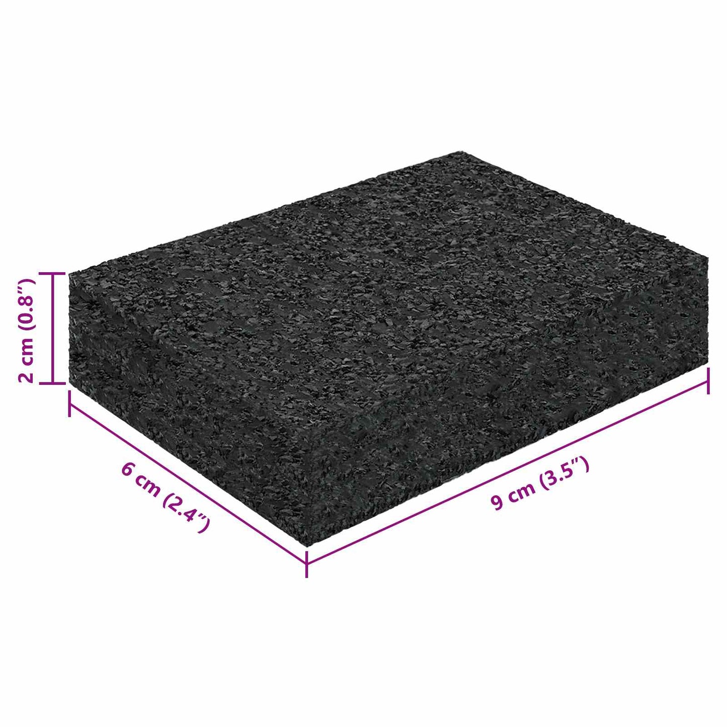 Gummigranulat-Patiopad Schwarz 6 x 9 x 2 cm Gummi