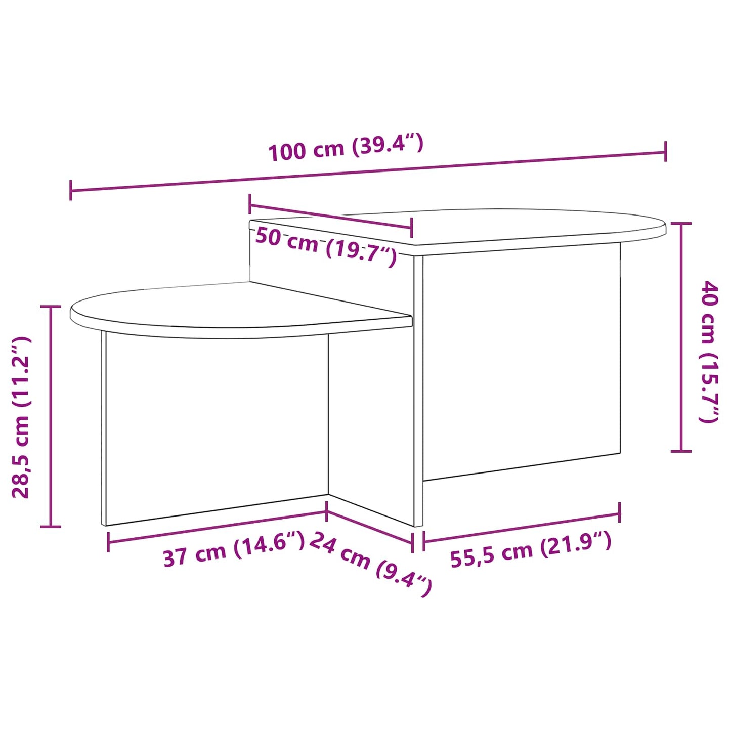 Couchtisch Betongrau 100 x 50 x 40 cm Holzwerkstoff