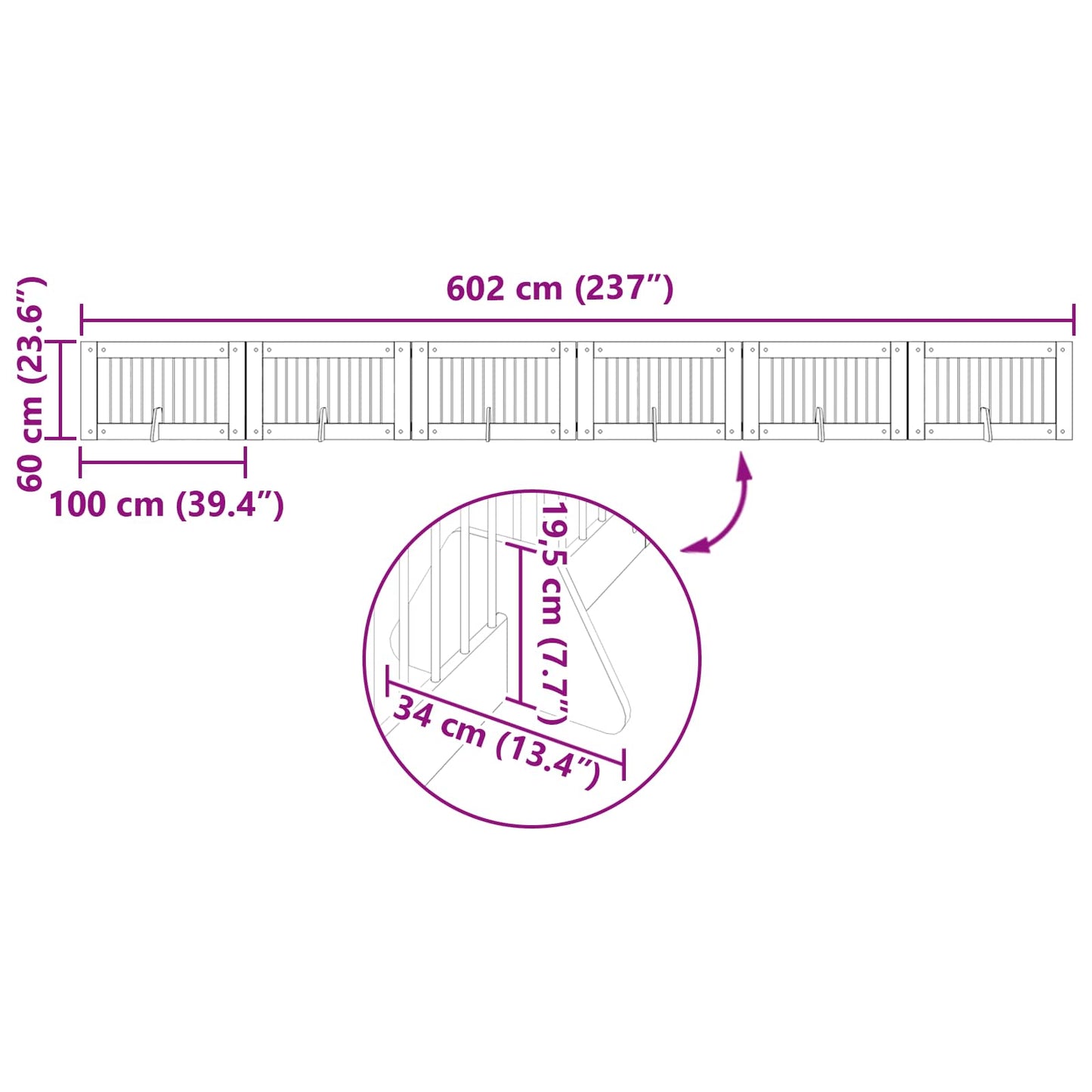 Klappbares Hundetor mit Ständern 6 stk. Artisan-Eiche 602 cm