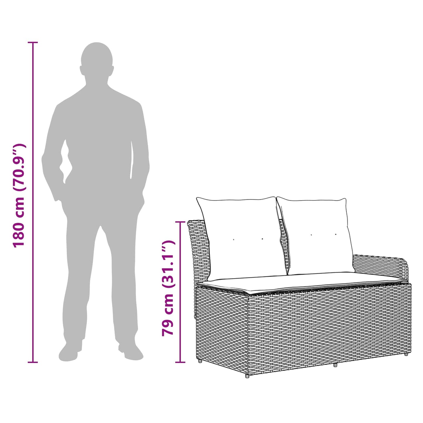 Garten Armlehnen Sofa mit Klapptisch 2 Stück Beige und Hellgrau
