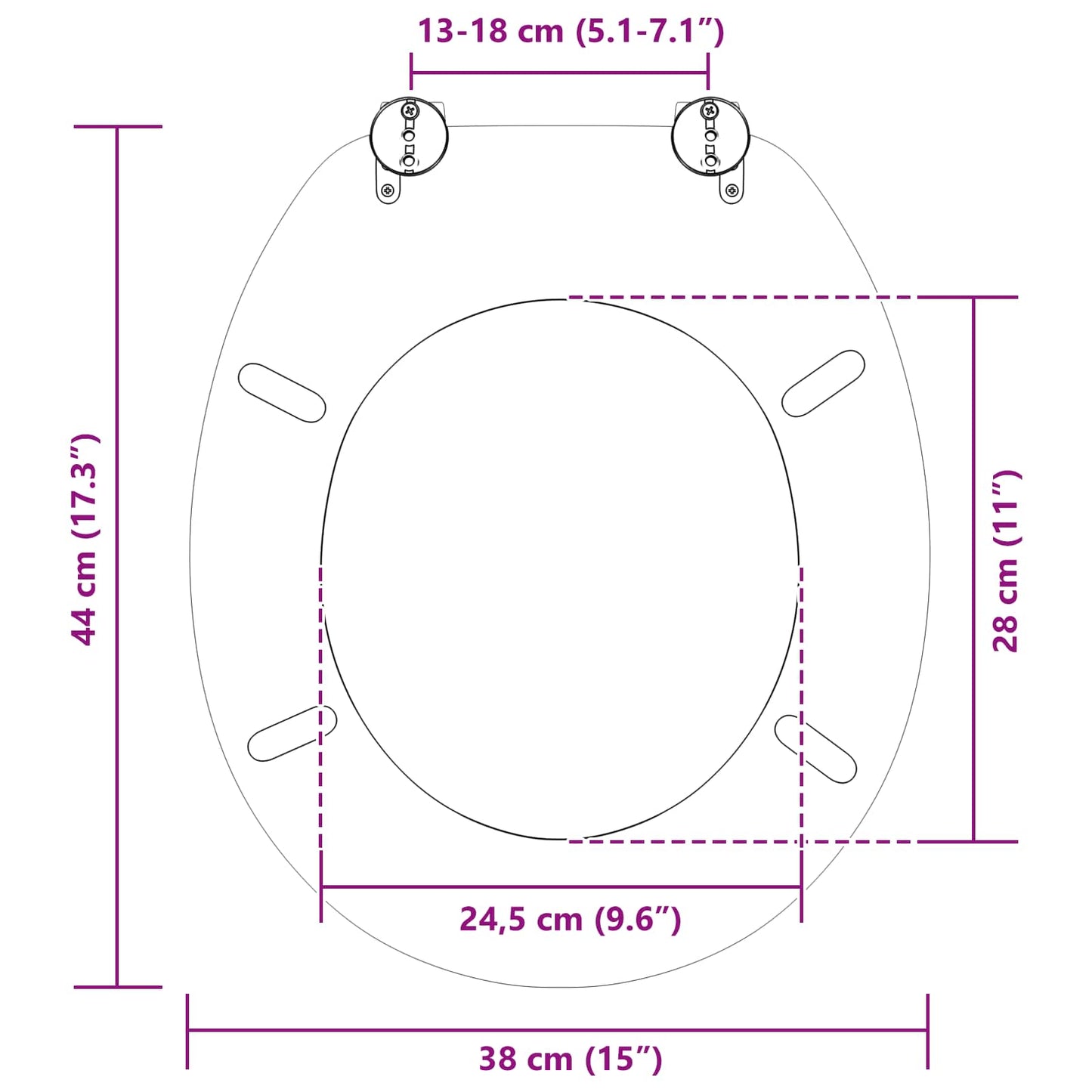 Soft-Close Toilet Seat Grau 44 x 38 cm MDF-Platte