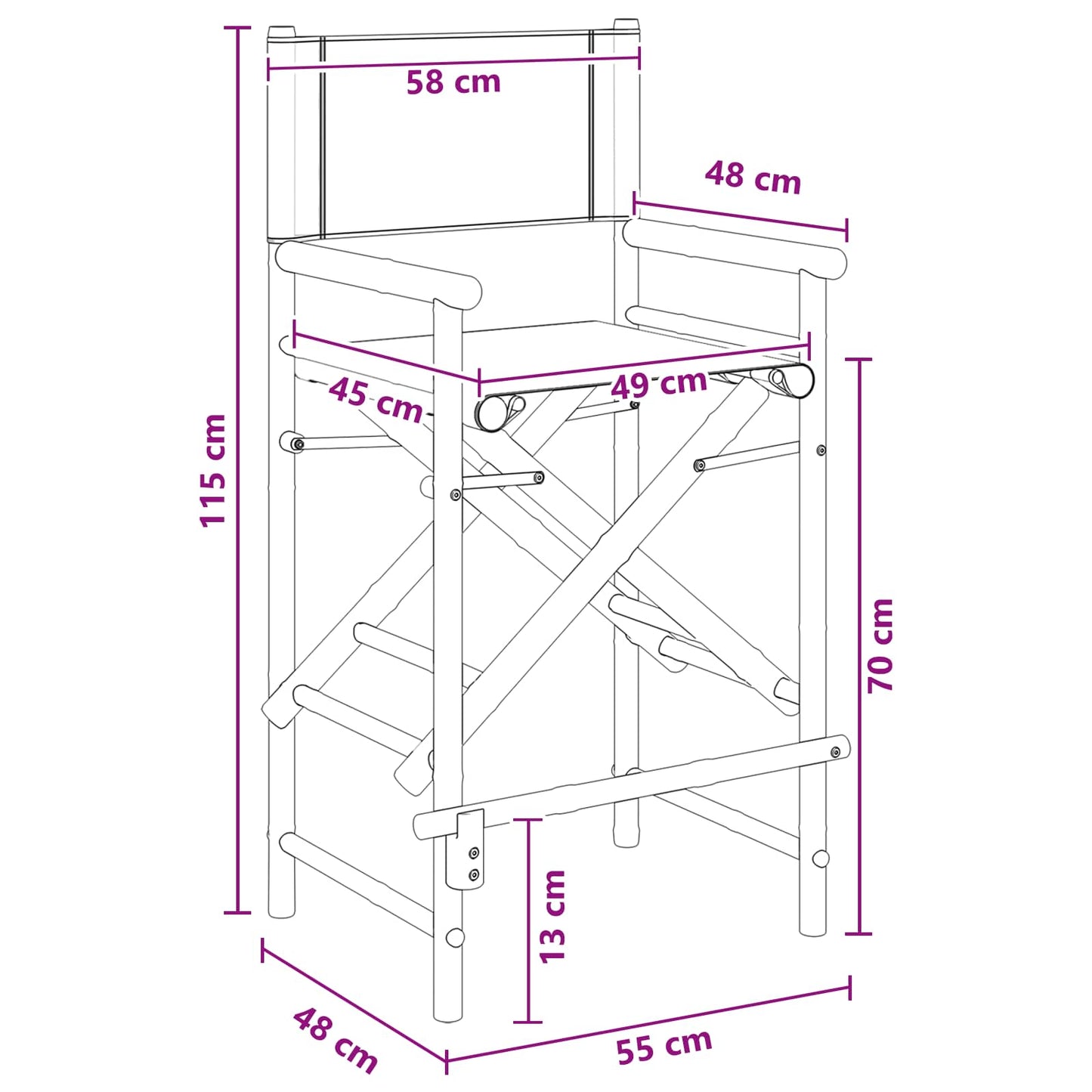 Folding Director's Chair 2 Stk. Natur Bambus