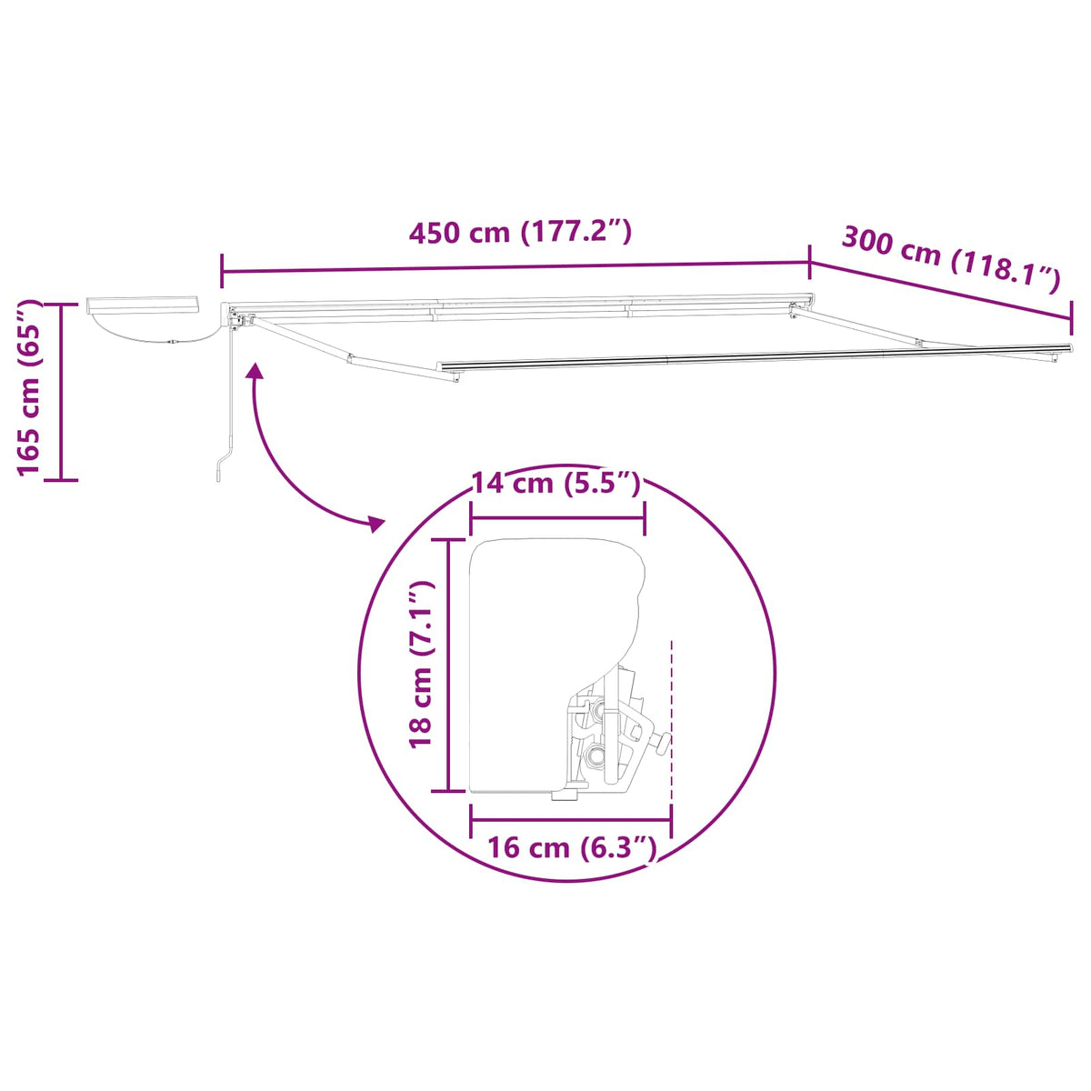 Solar Electric Awning Frame 4.5 x 3 m Weiß