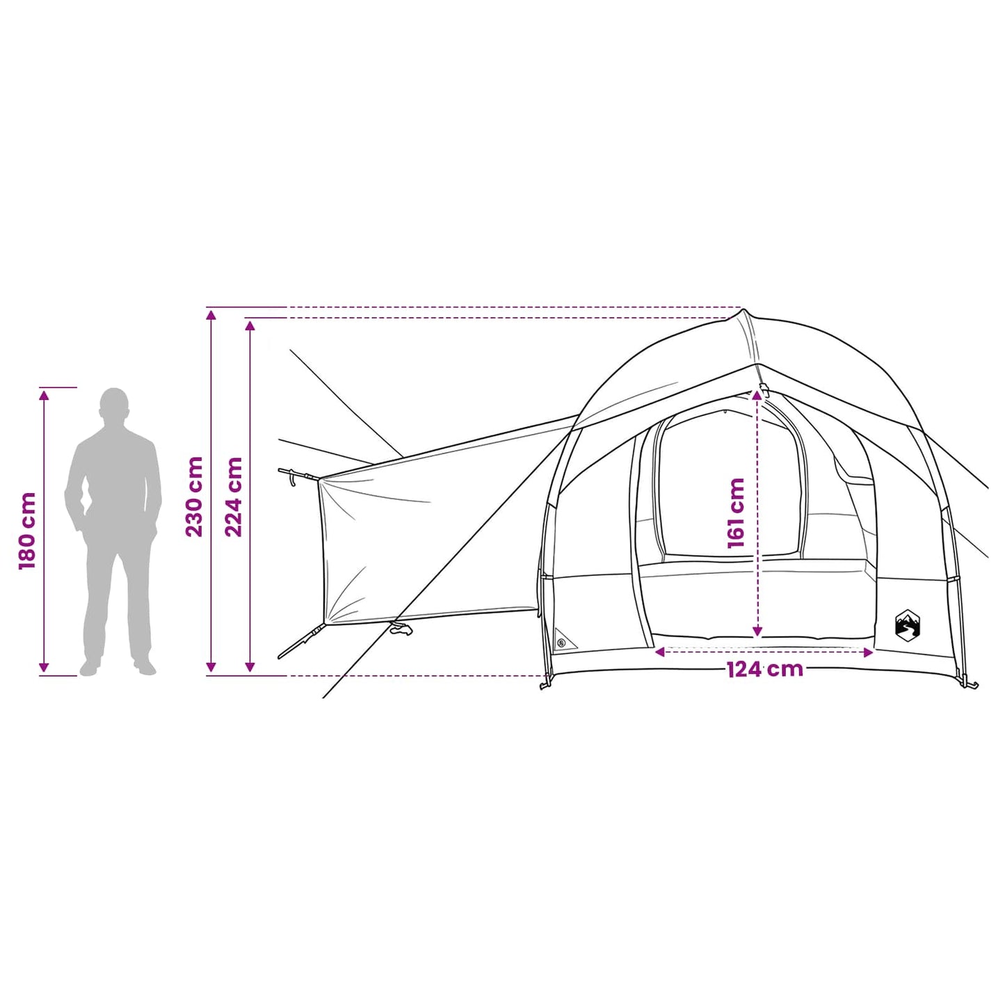 Heckklappen-Zelt mit Regenfly, wasserabweisend Blau