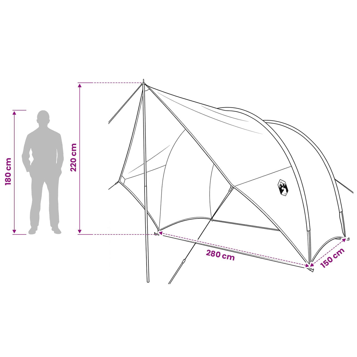 Heck-Awnings wasserfest Grau und Orange 405 x 280 x 220 cm