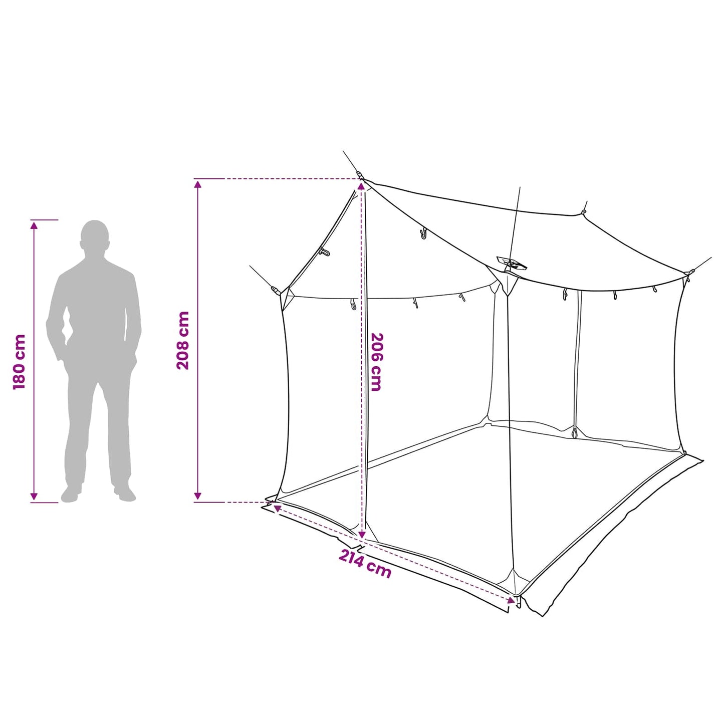 Camping-Tarp mit Netzwänden 270 x 210 x 210 cm Blau