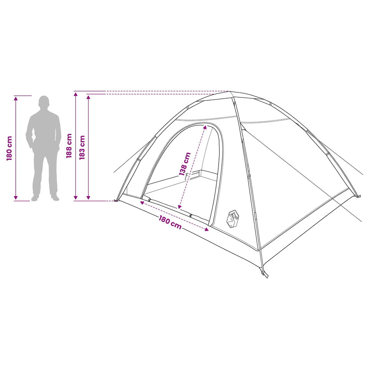 Campingzelt 6 Personen Weiß Verdunkelnd