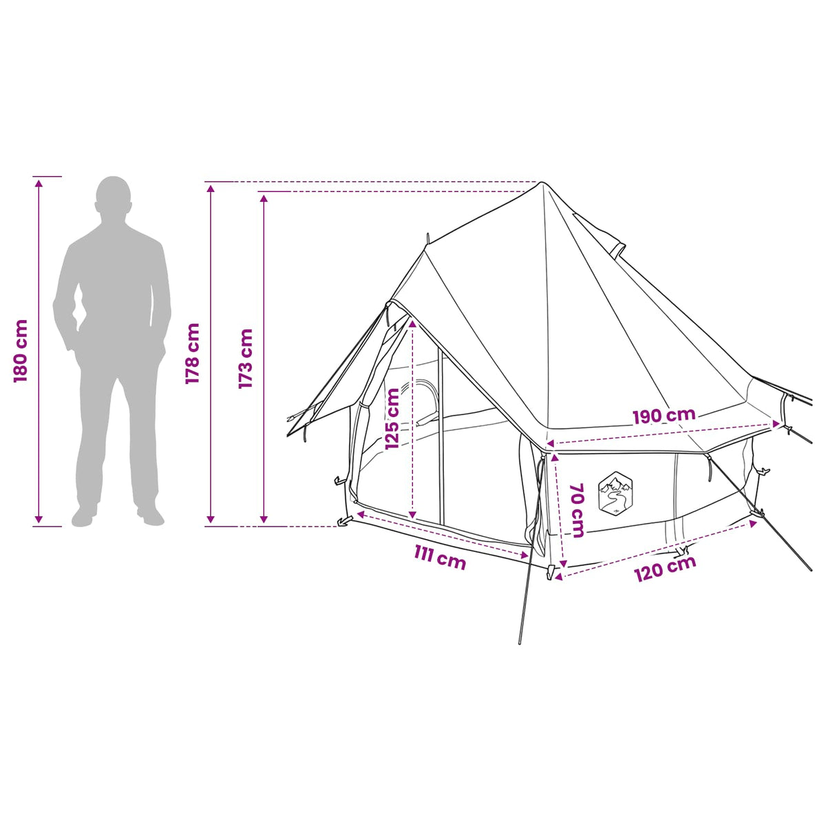 Tipi Zelt 4 Personen Armeegrün Polyester und Stahl