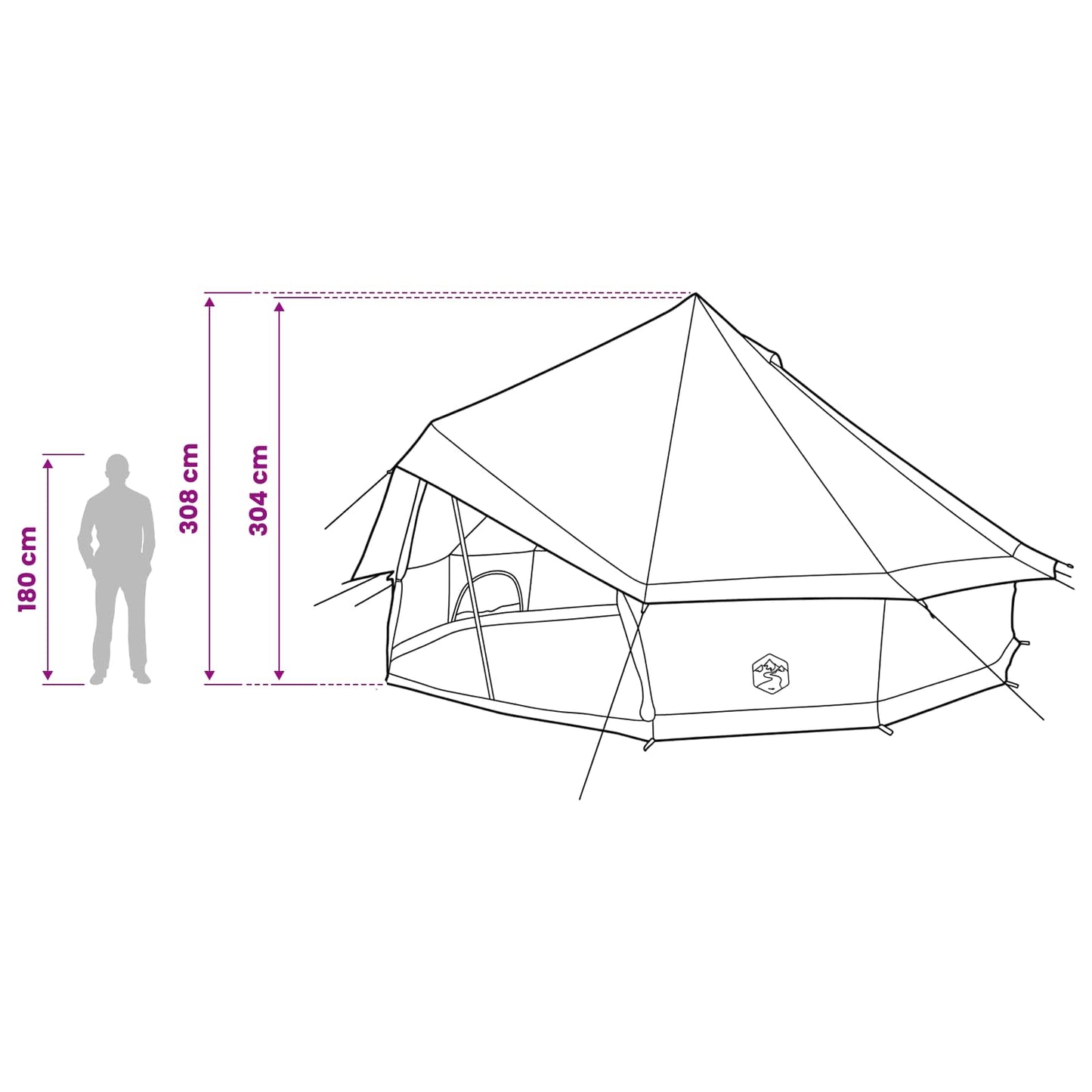 Tipi Zelt 10 Personen Braun Grau Polyester und Stahl