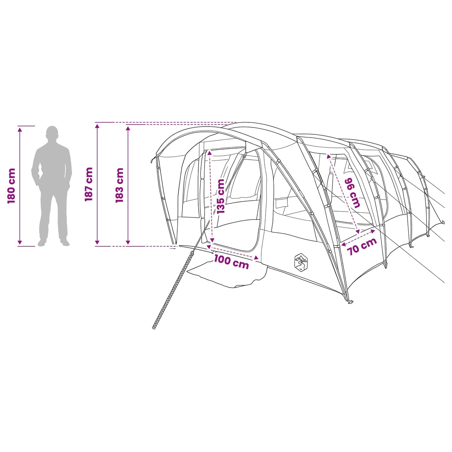 Tunnelzelt 427 x 315 x 178 cm Olivgrün Polyester und Stahl