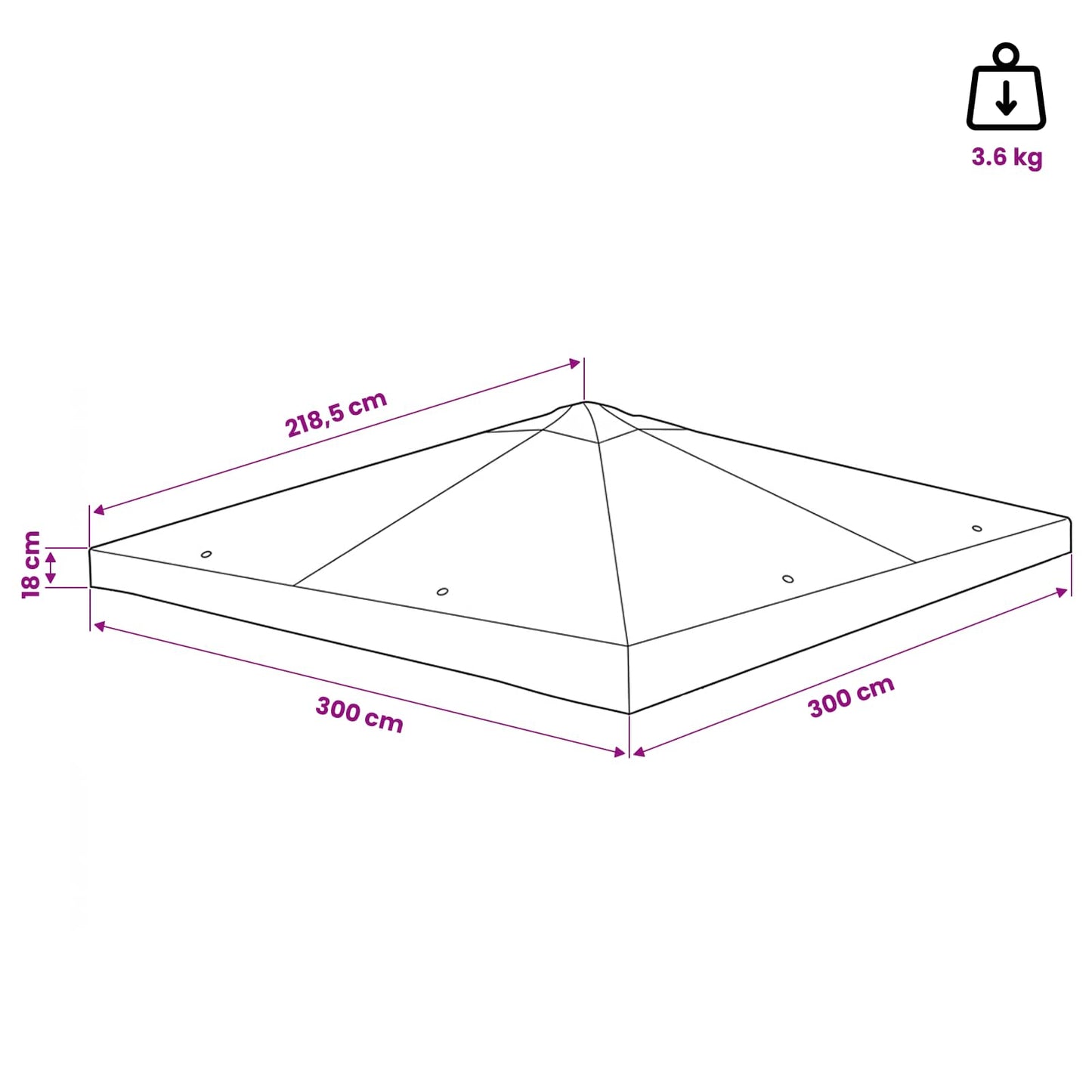 Pavillon Abdeckung 300 x 300 cm Taupe Polyester und Stahl