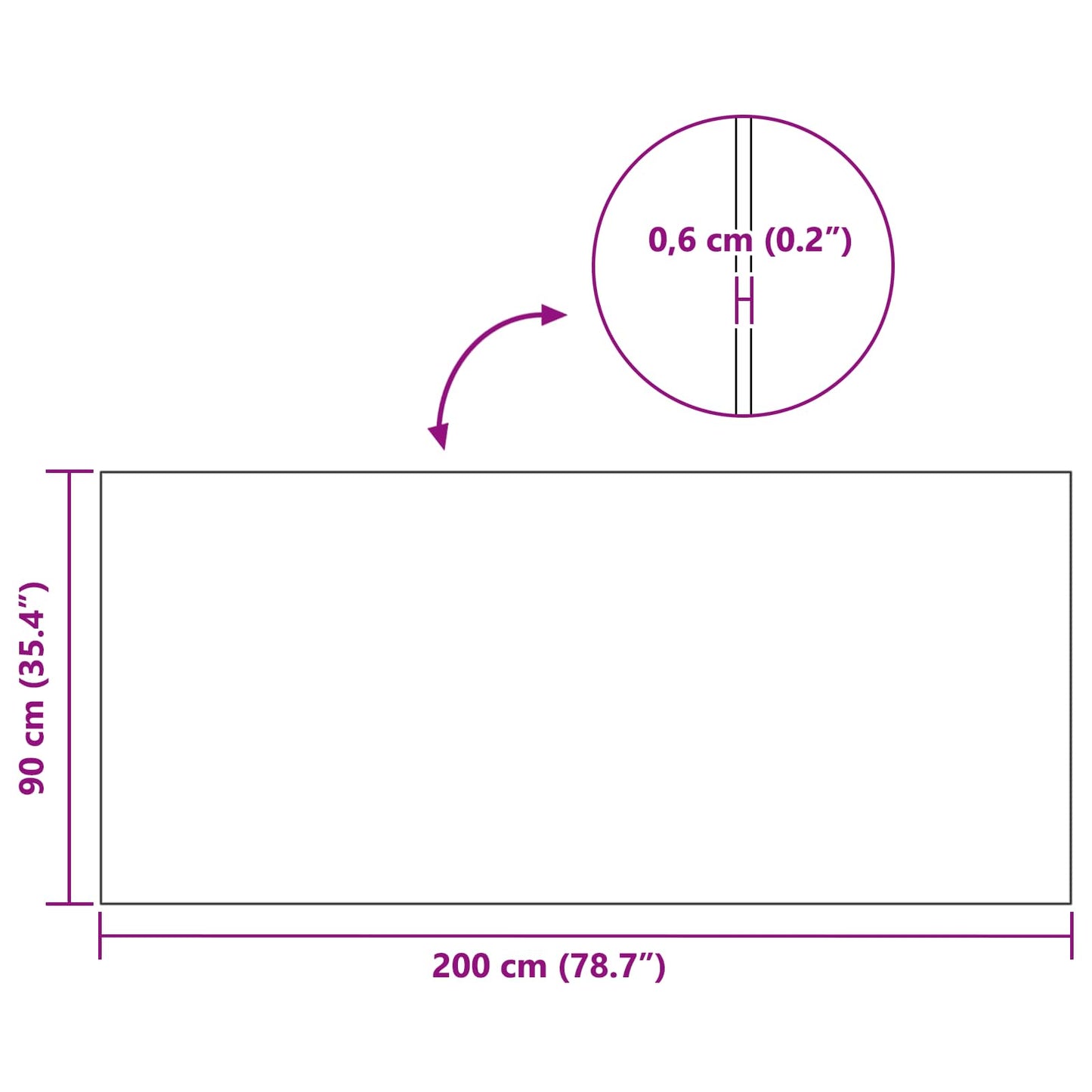 Sport Schutzmatte Schwarz 200 x 90 x 0,6 cm High-density PVC