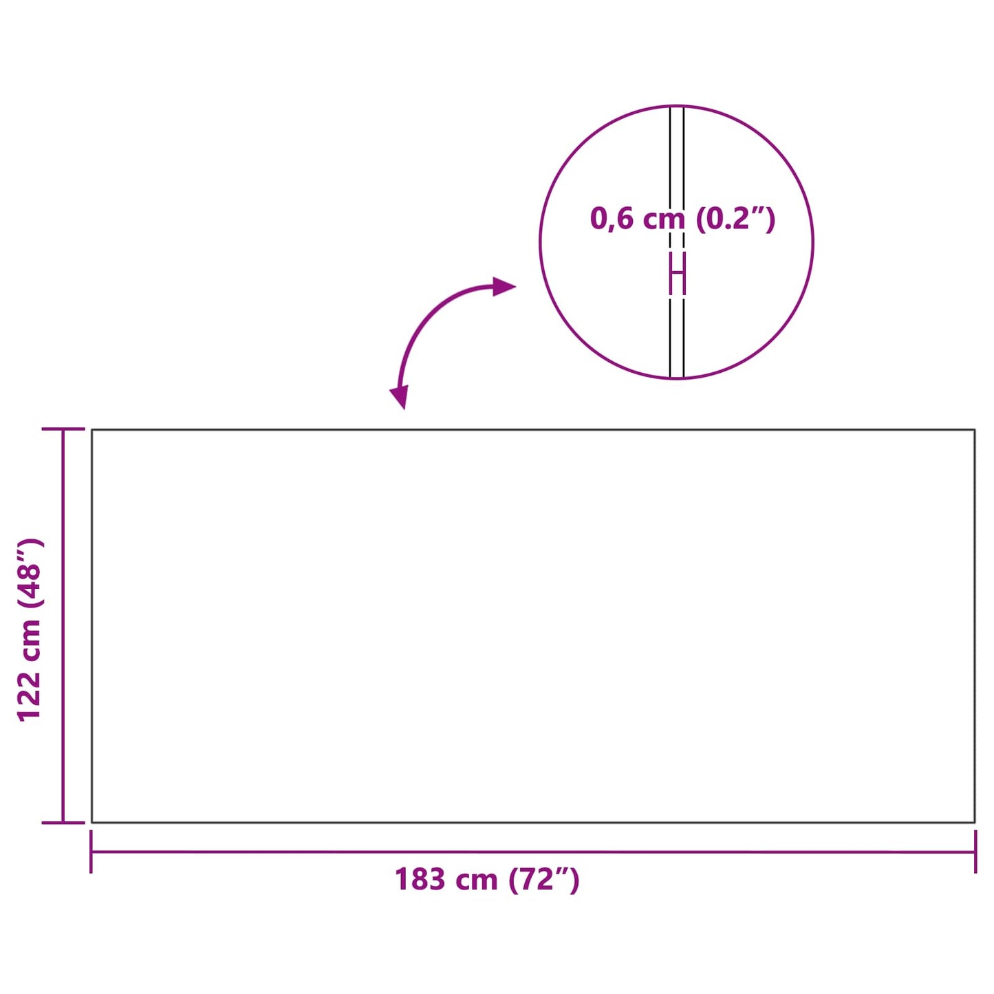 Sport Schutzmatte Schwarz 183 x 122 x 0,6 cm High-density PVC