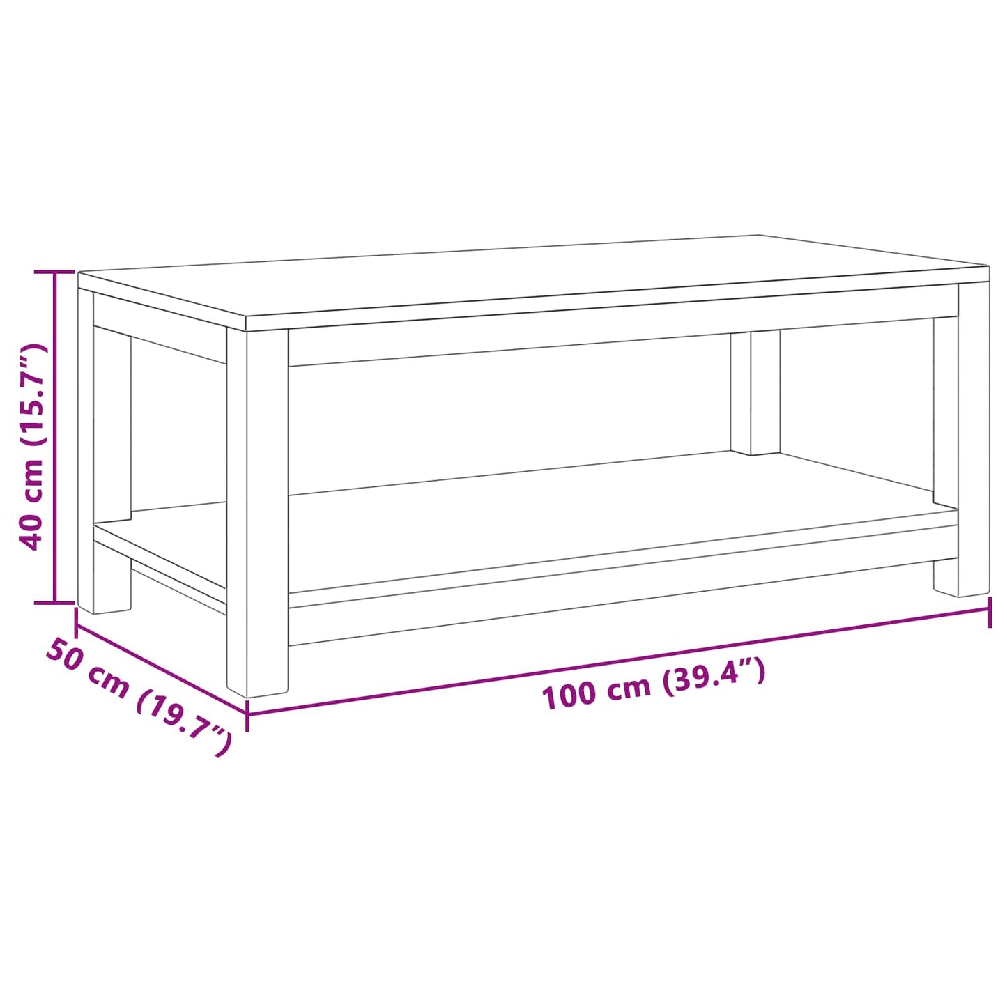 Couchtisch Natur 100 x 50 x 40 cm Massivholz Teak
