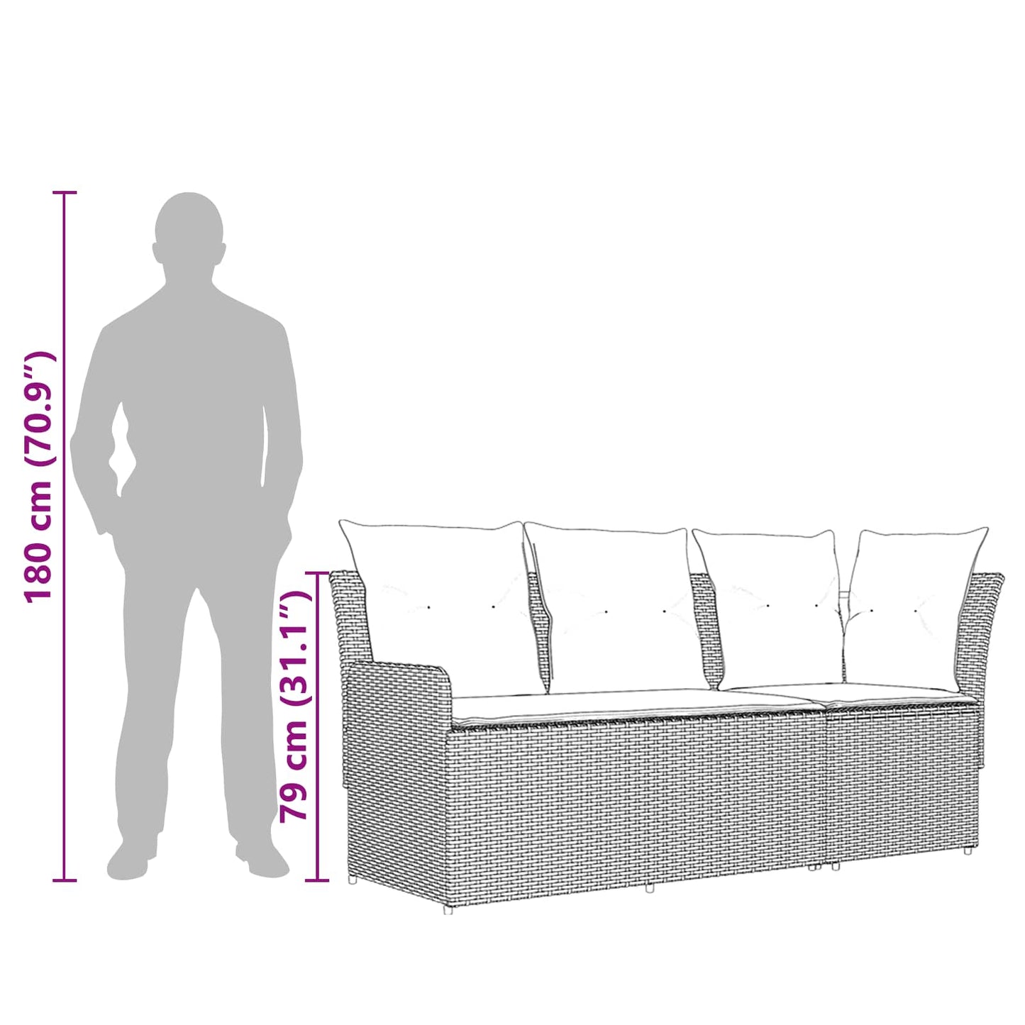 Möbelsets 6 stk. Schwarz PE-Rattan