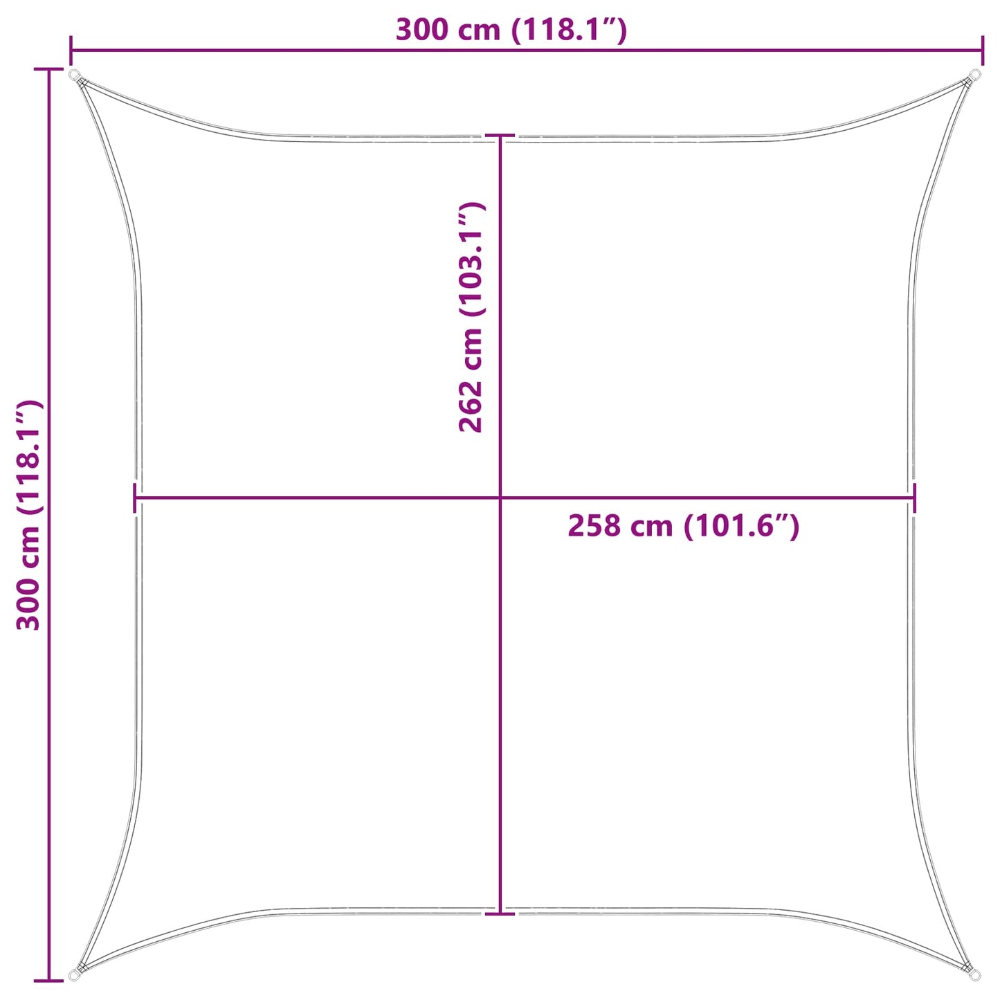 Sonnensegel 3 x 3 m 100 % Polyester Oxford Quadratisch