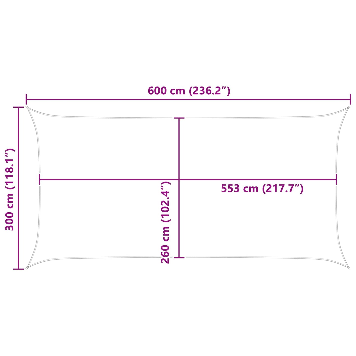 Sonnensegel Gelb und Weiß 6 x 3 m 100 % Polyester Oxford