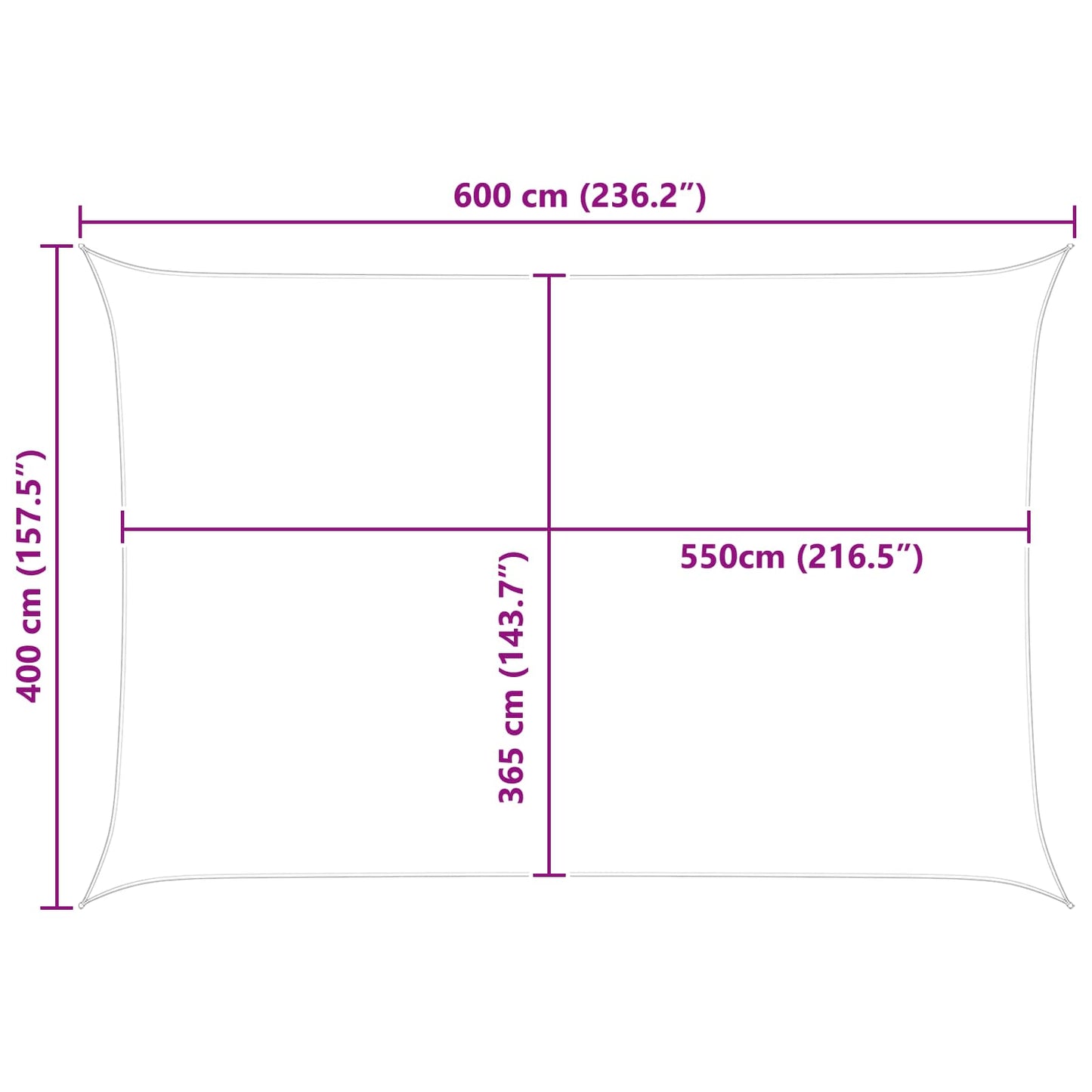 Sonnensegel Gelb und Weiß 6 x 4 m 100 % Polyester Oxford