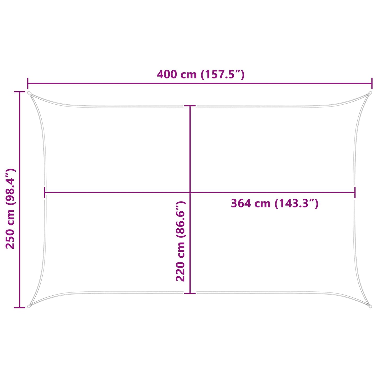 Sonnensegel Blau und Weiß 4 x 2,5 m 100 % Polyester Oxford