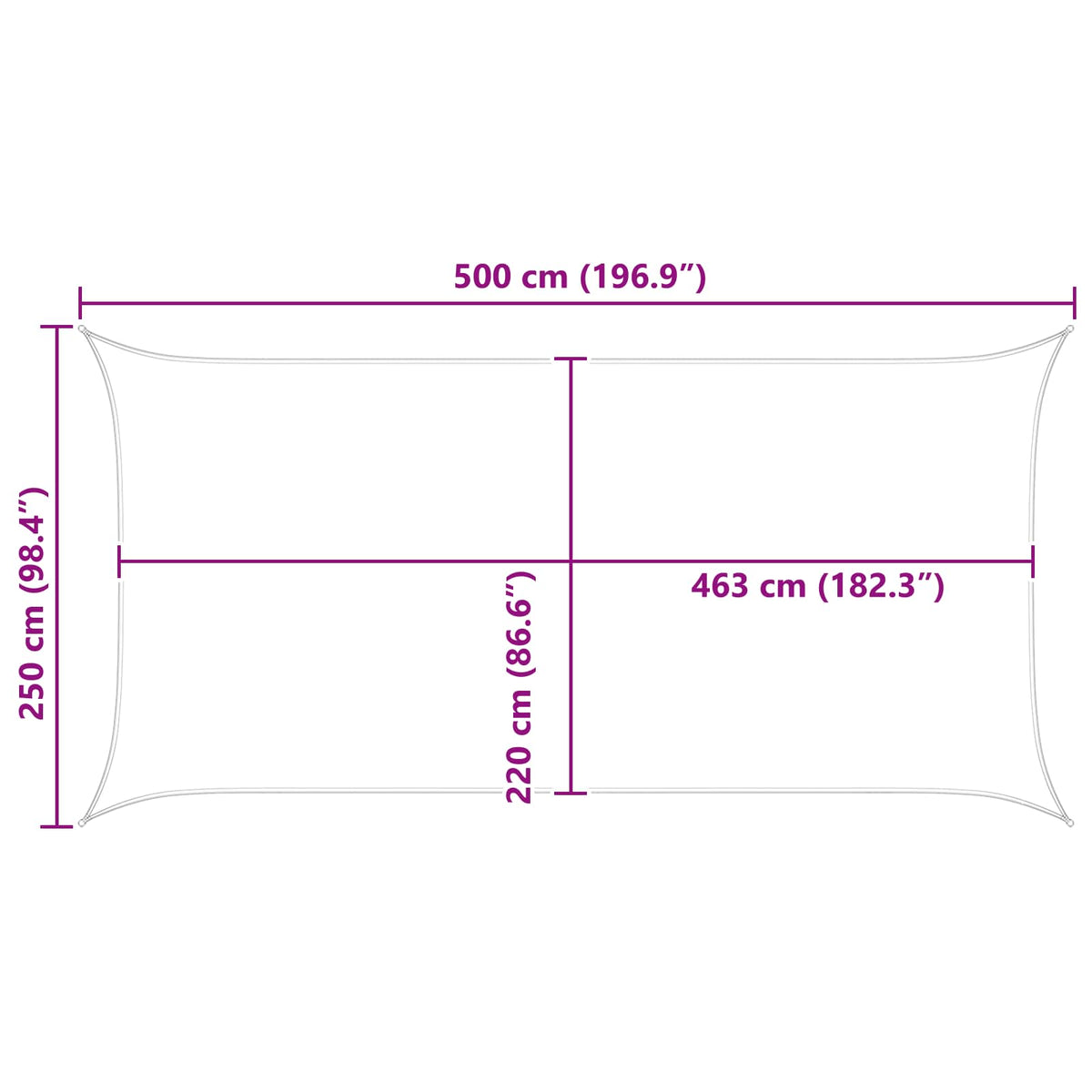 Sonnensegel Blau und Weiß 2,5 x 5 m 100 % Polyester Oxford