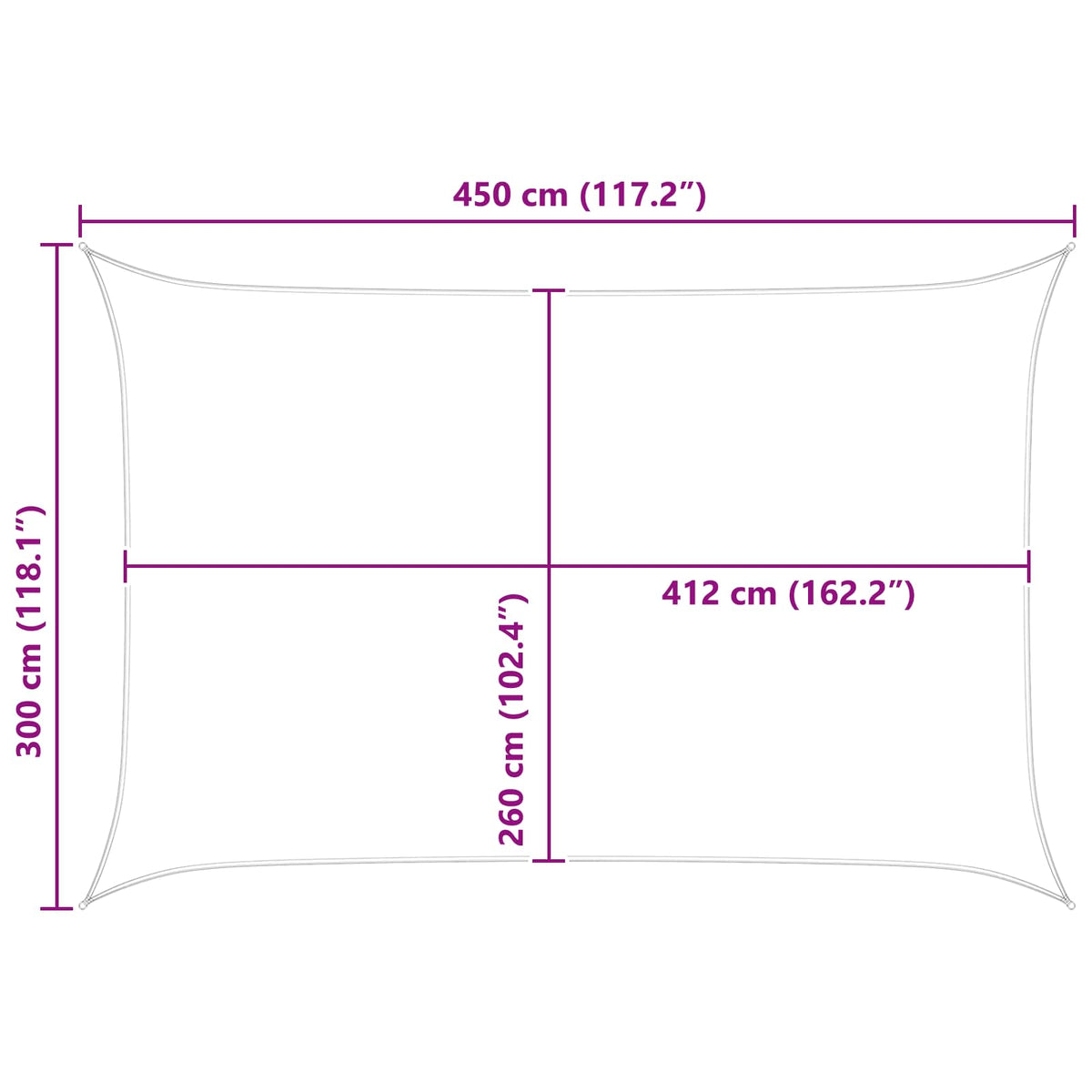 Sonnensegel Blau und Weiß 3 x 4,5 m 100 % Polyester Oxford