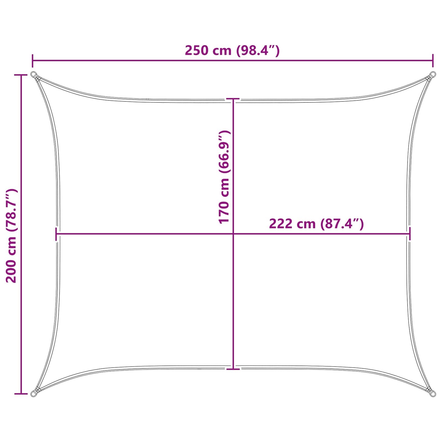 Sonnensegel Hellgrau und Weiß 2 x 2,5 m 100 % Polyester Oxford