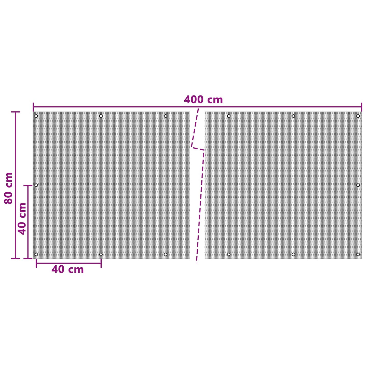 Balkonsichtschutz mit Ösen 400 x 80 cm Poly-Rattan Anthrazit