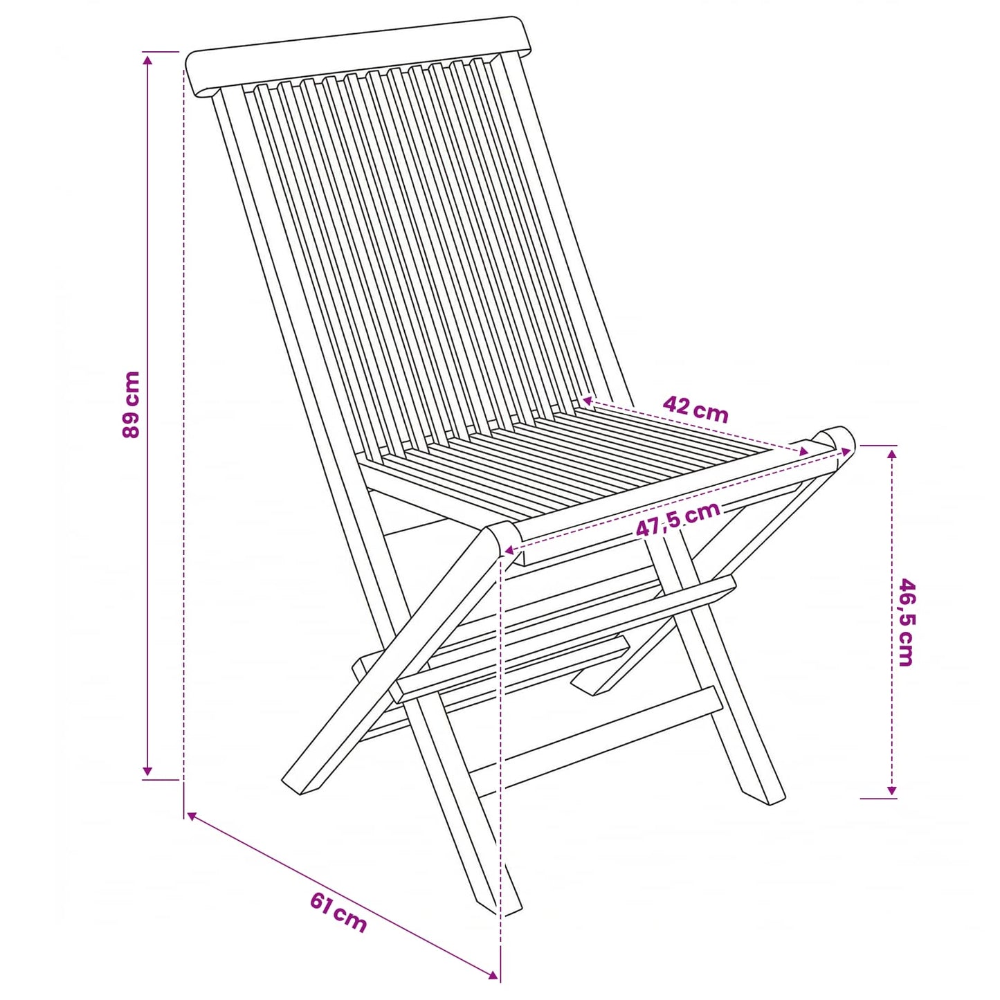 Klappbarer Gartenstuhl 4 Stk. Natur Massivholz Teak