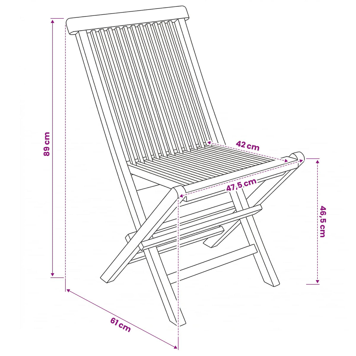 Klappbarer Gartenstuhl 4 stk. Natur Massivholz Teak