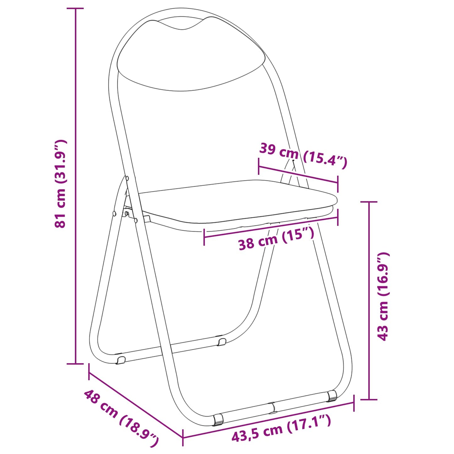 Klappstuhl 2 Stk. Kunstleder Weiß 48 x 43,5 x 81 cm
