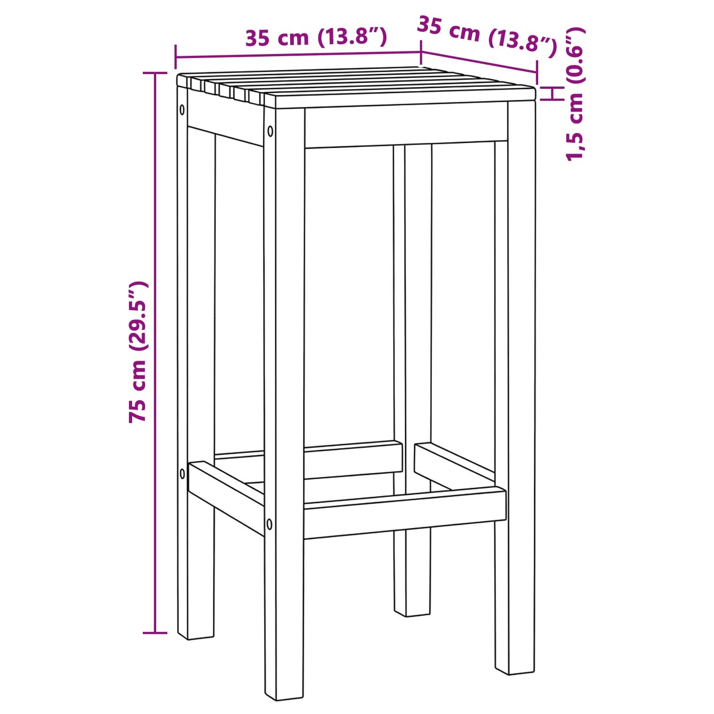 Barhocker 2 stk. Natur Massivholz Teak