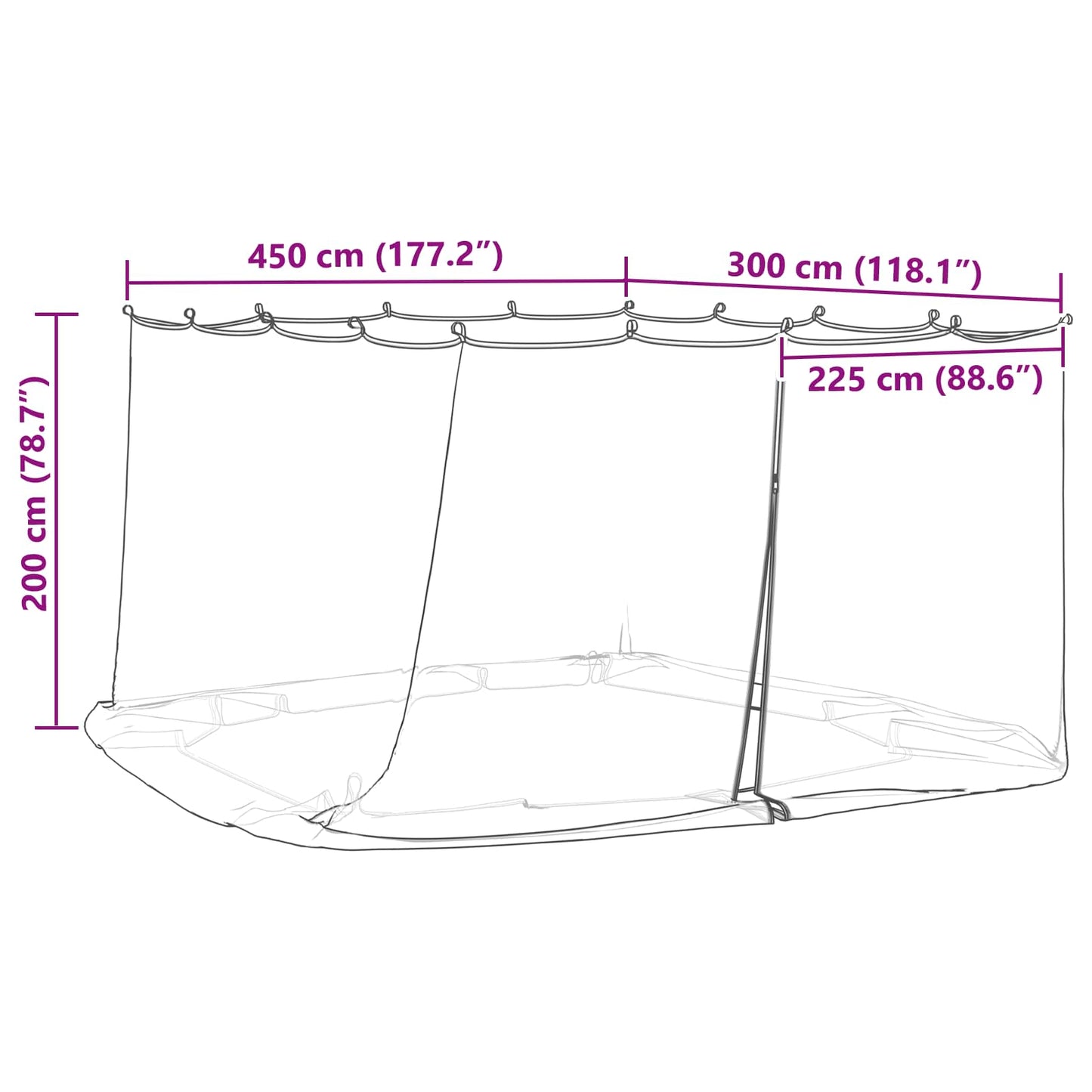 Moskito-Netz für Pavillon 220 Mesh Weiß 4,5 x 3 x 2 m Polyester