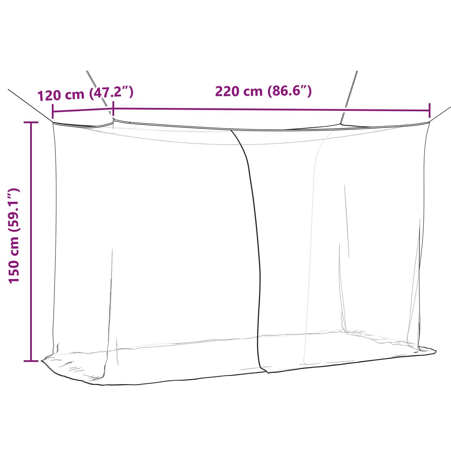 Moskito-Netz für das Bett 3 stk. 156 Mesh Schwarz Polyester