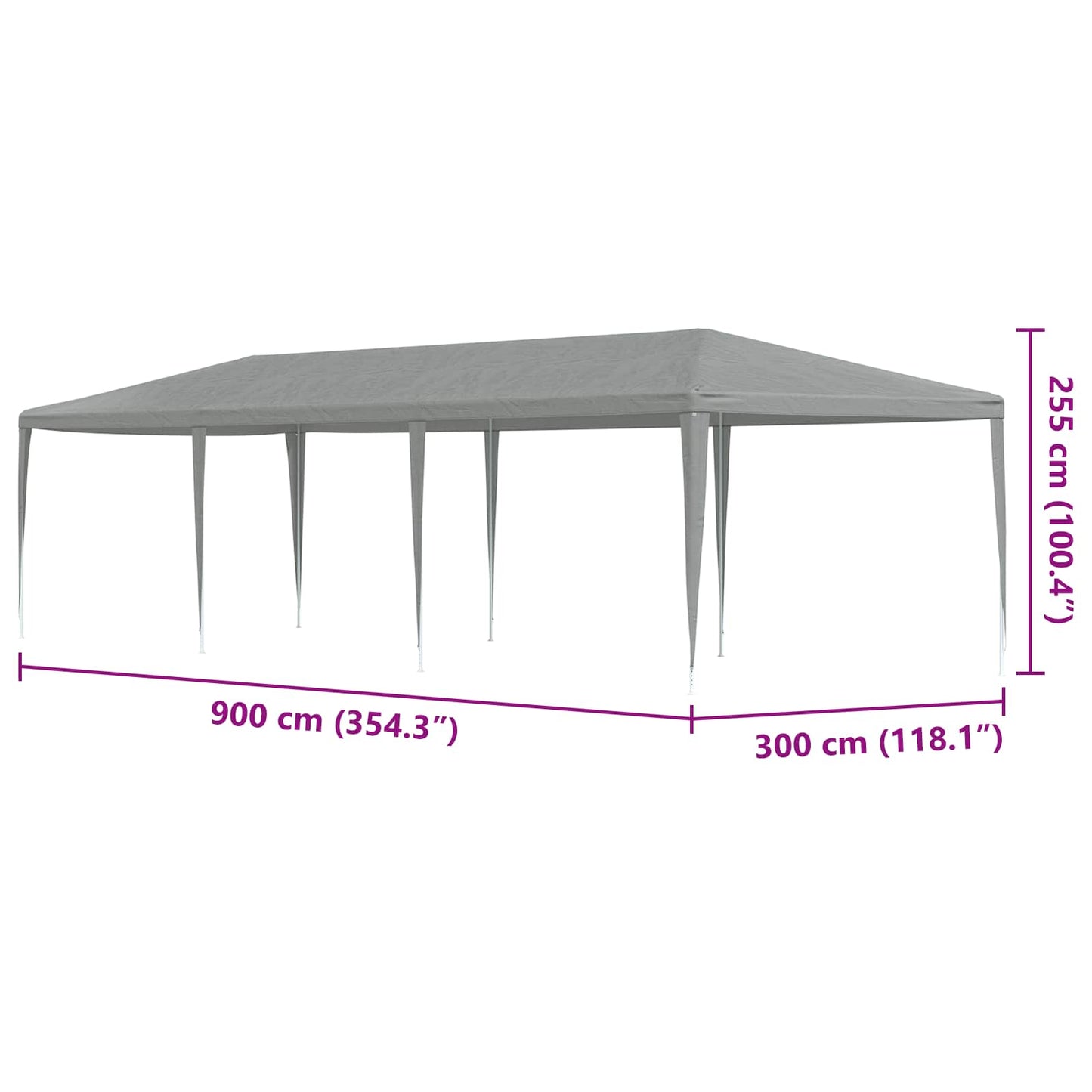 Party-Zelt Hellgrau 900 x 300 x 255 cm PE und Stahl