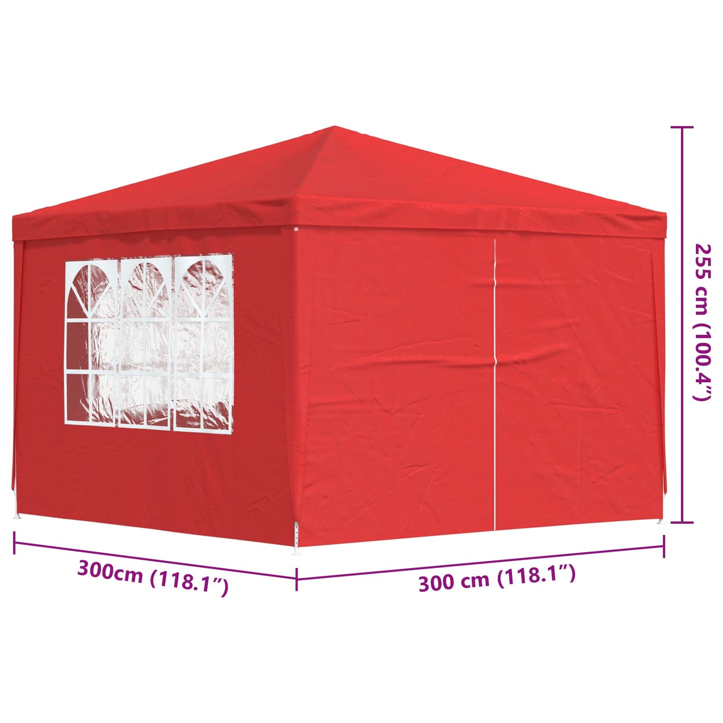 Party-Zelt 300 x 300 x 255 cm Rot PE and Steel