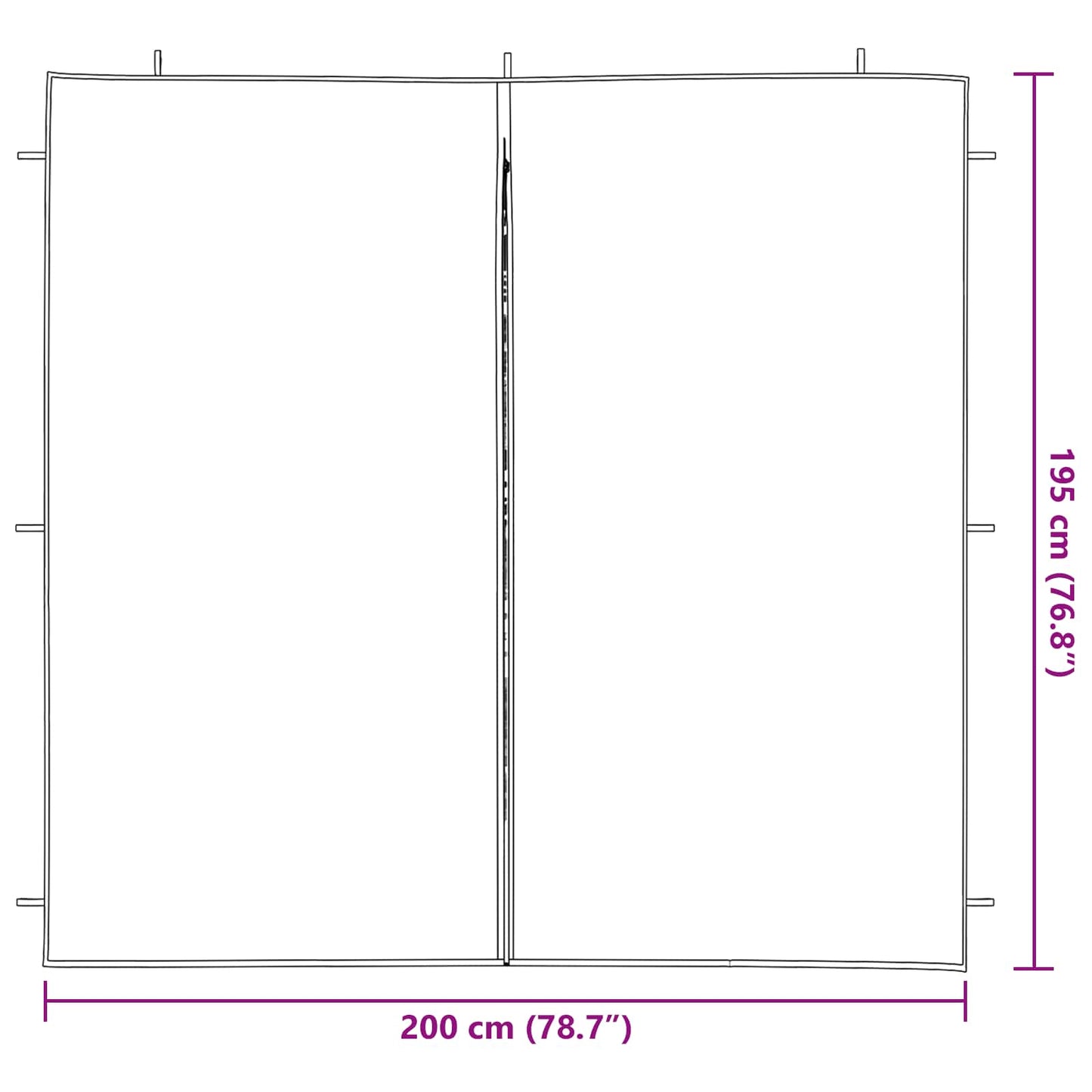 Partyzelt-Seitenteil 2 Stk. 200 x 195 cm Blau PE und Stahl