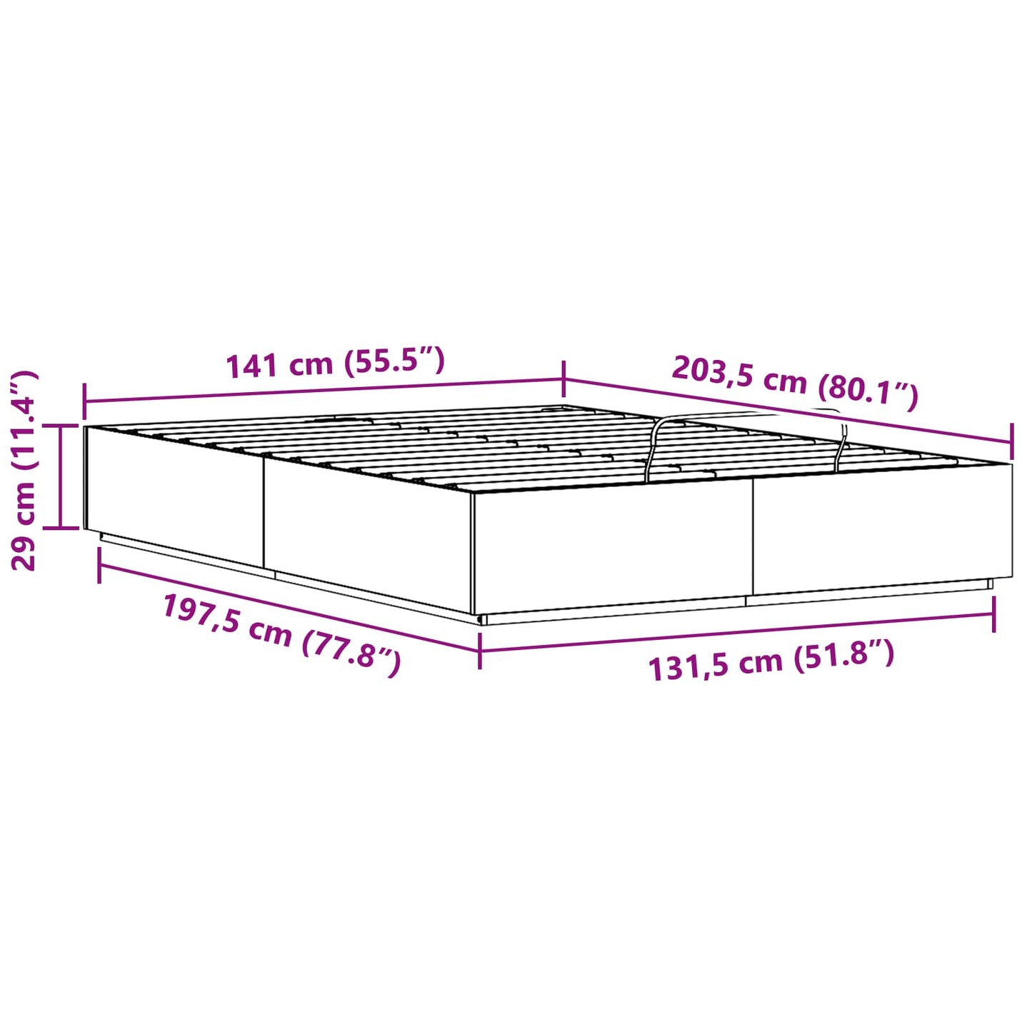 Ottoman-Bettgestell mit Stauraum Weiß 140 x 200 cm