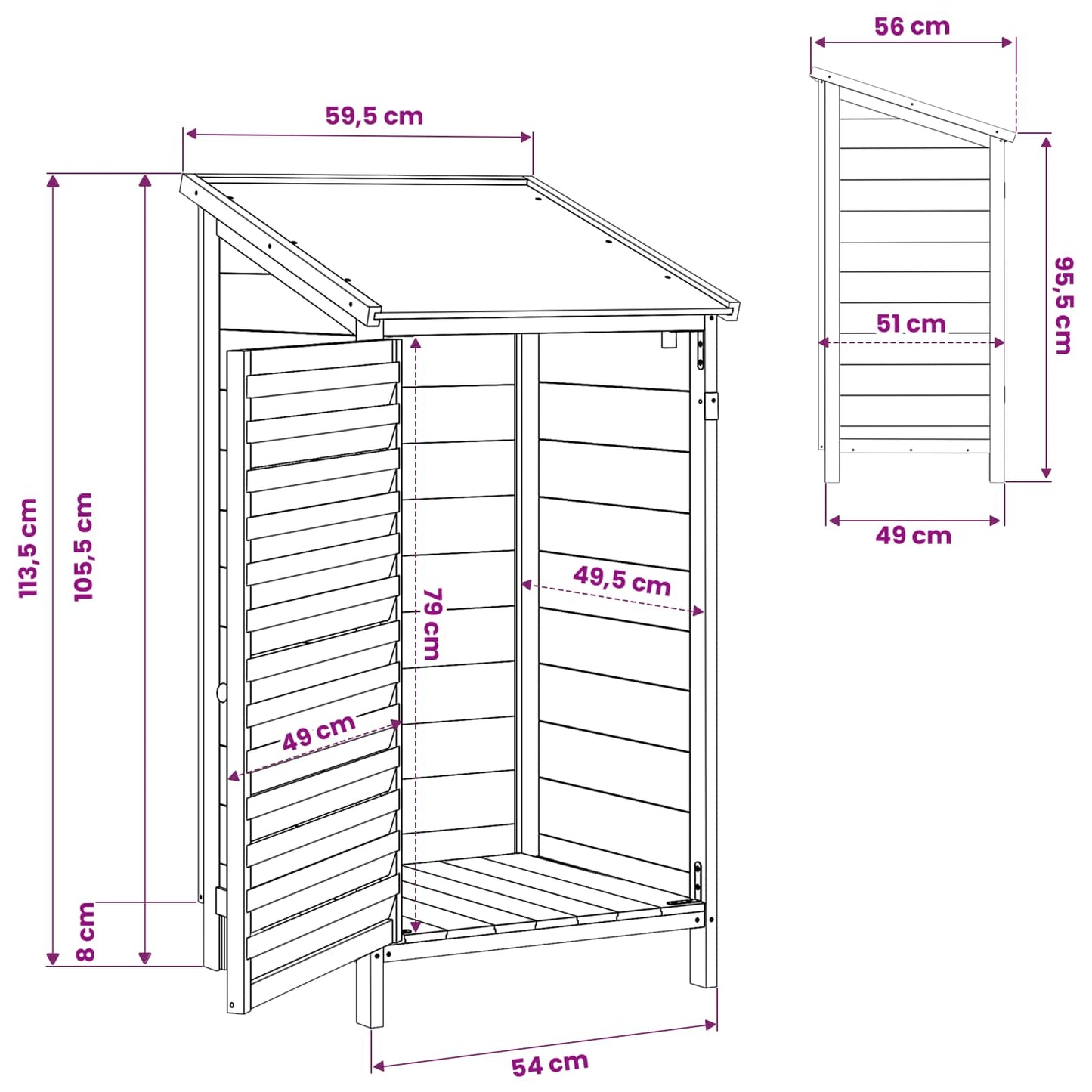 Gartenschuppen Braun 59 x 56 x 113,5 cm Massivholz aus Fichte