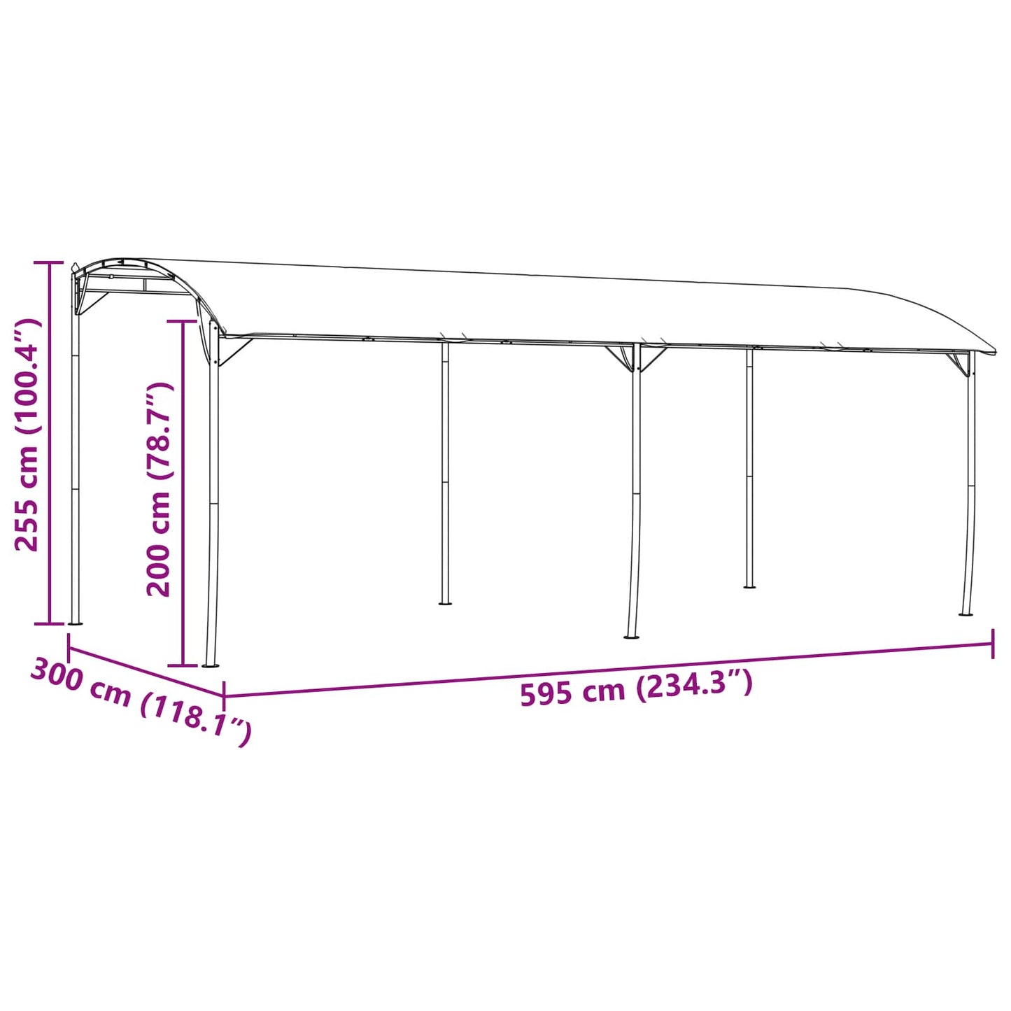 Pavillon 6 x 3 x 2,55 m Grün