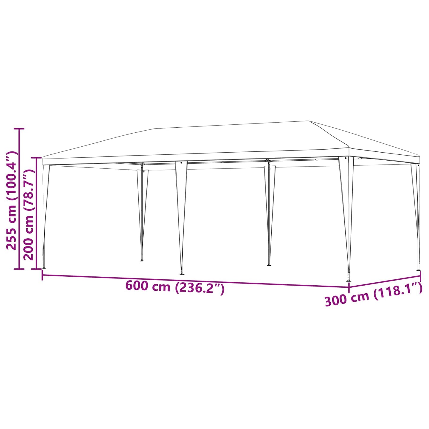 Party-Zelt Rot 600 x 300 x 255 cm PE und Stahl